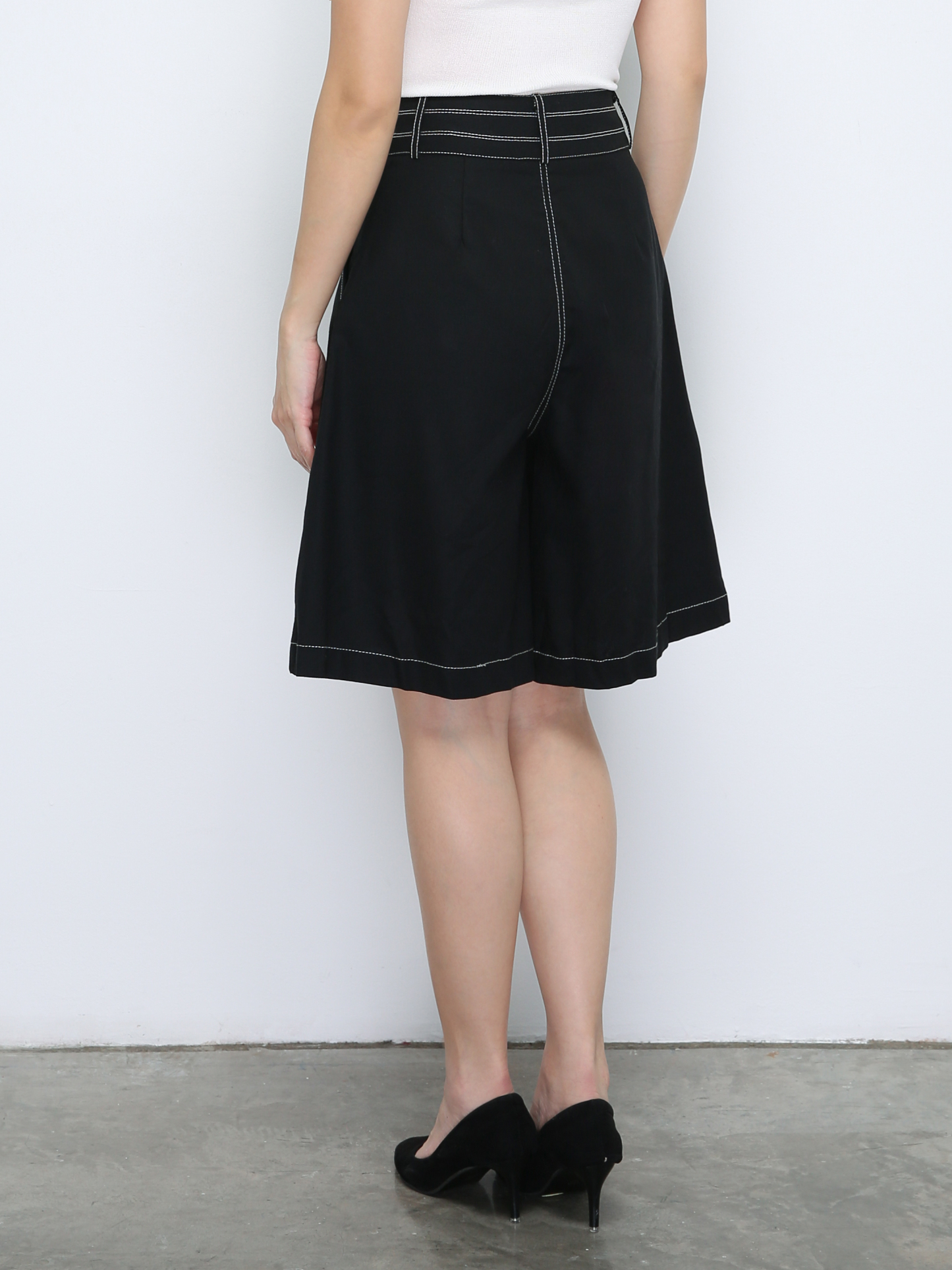 High Waist Side Pocket Wide Leg Midi Pants 33702