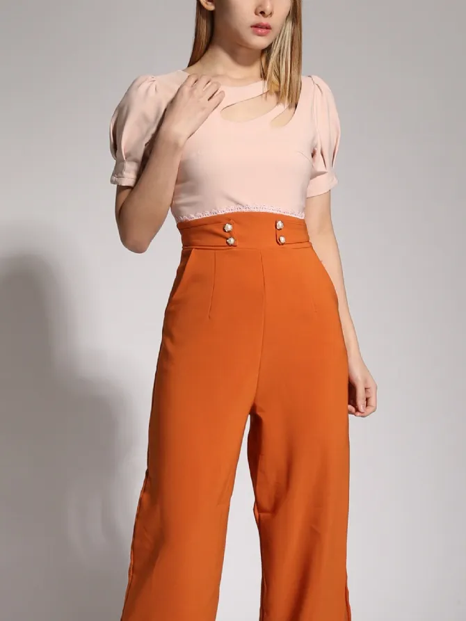 Two Tone With Hole Jumpsuit 