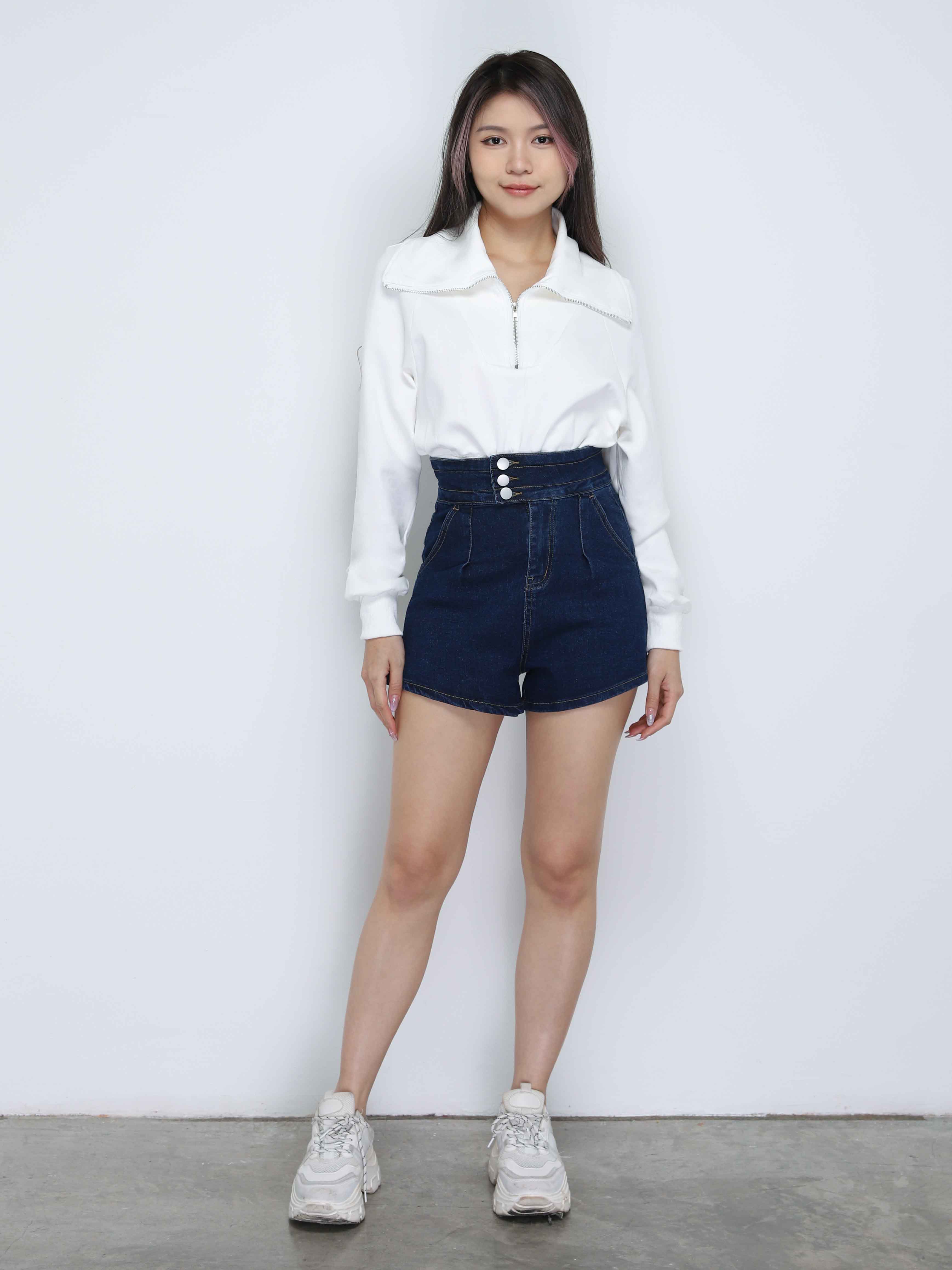 High Waist Side Pocket Short Pants 34073