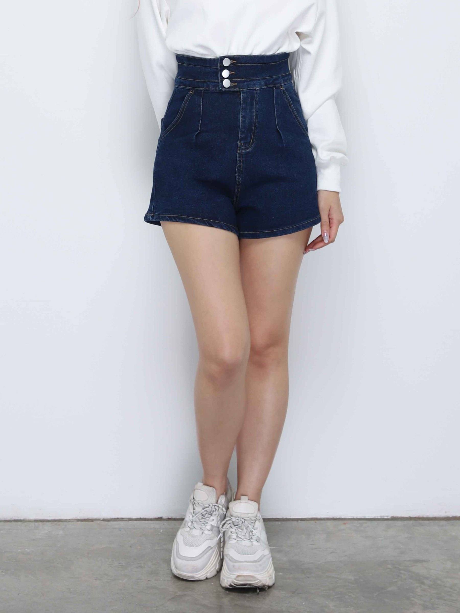 High Waist Side Pocket Short Pants 34073