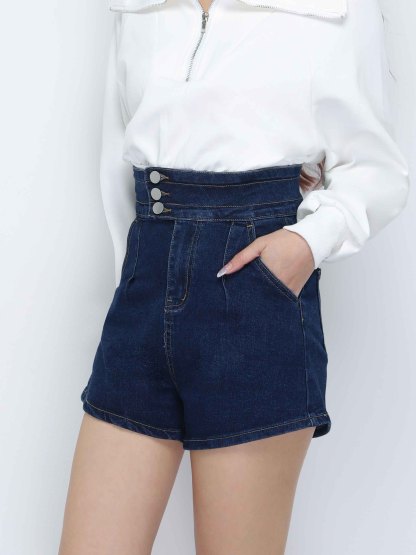 High Waist Side Pocket Short Pants 34073