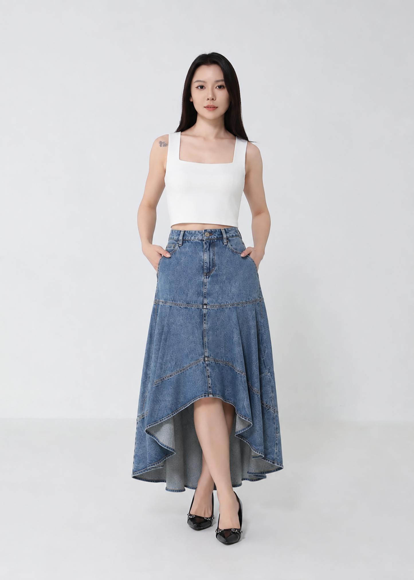 Square-Neck Cropped Tank Top DJ280