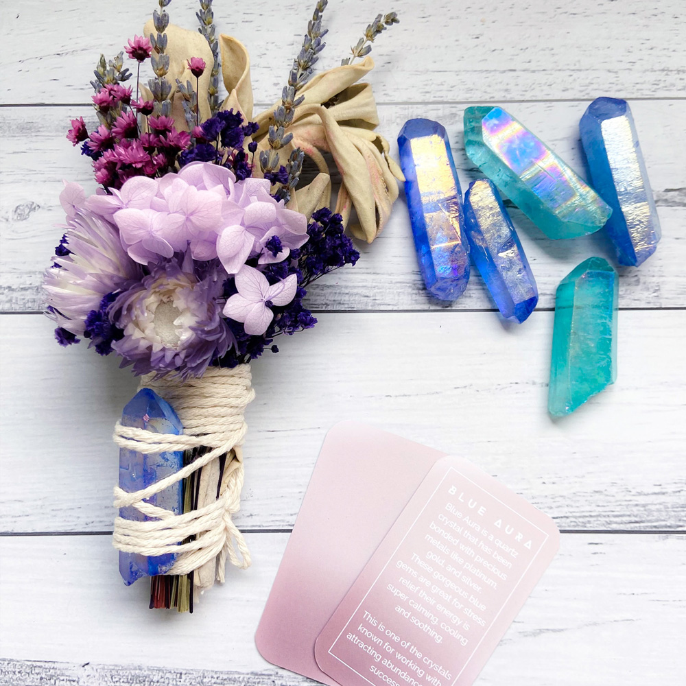 Blue Aura Crystal Flower Posie