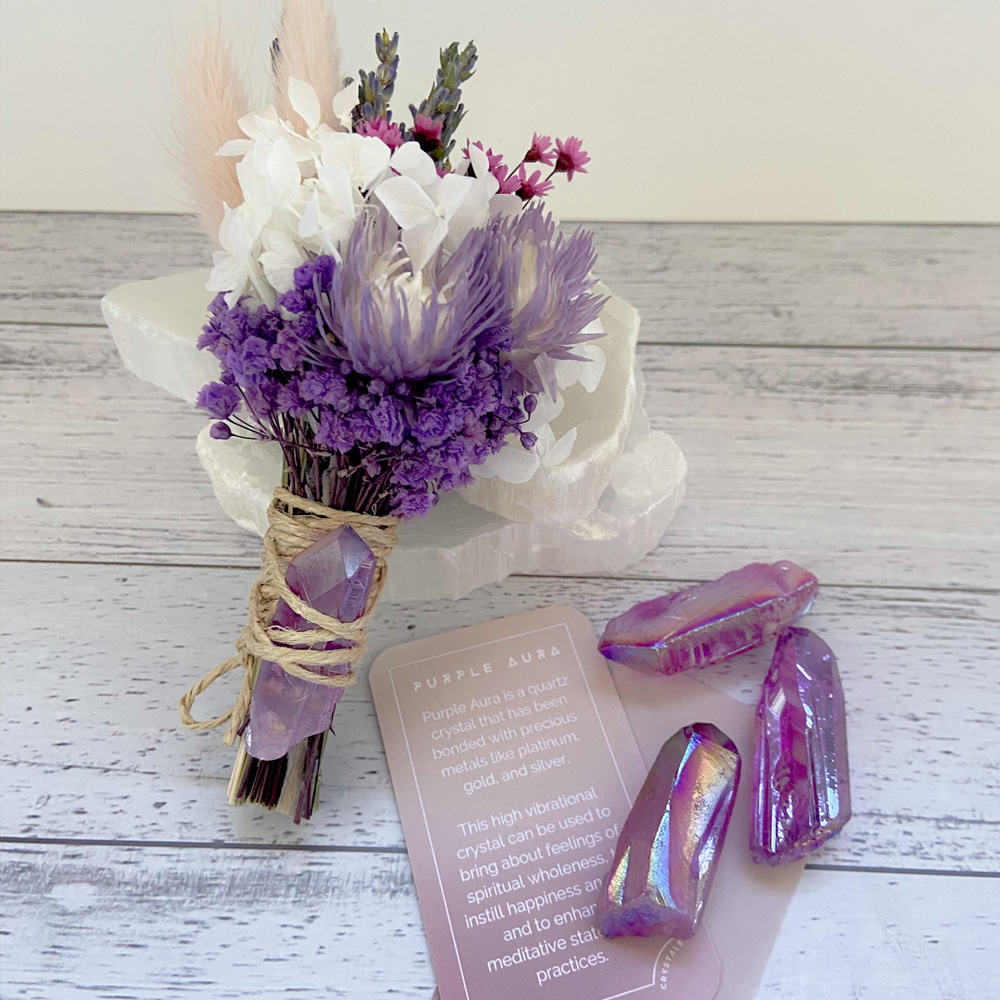 Purple Aura Crystal Flower Posie