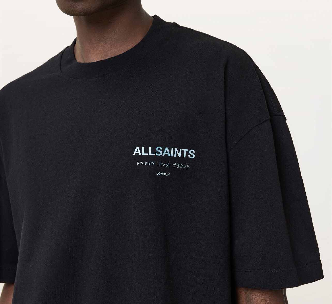 ALLSAINTS Underground Oversized Tee Jet Black/Blue