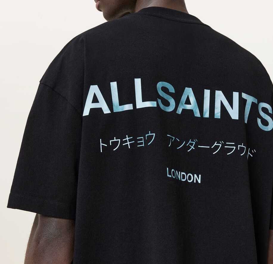 ALLSAINTS Underground Oversized Tee Jet Black/Blue
