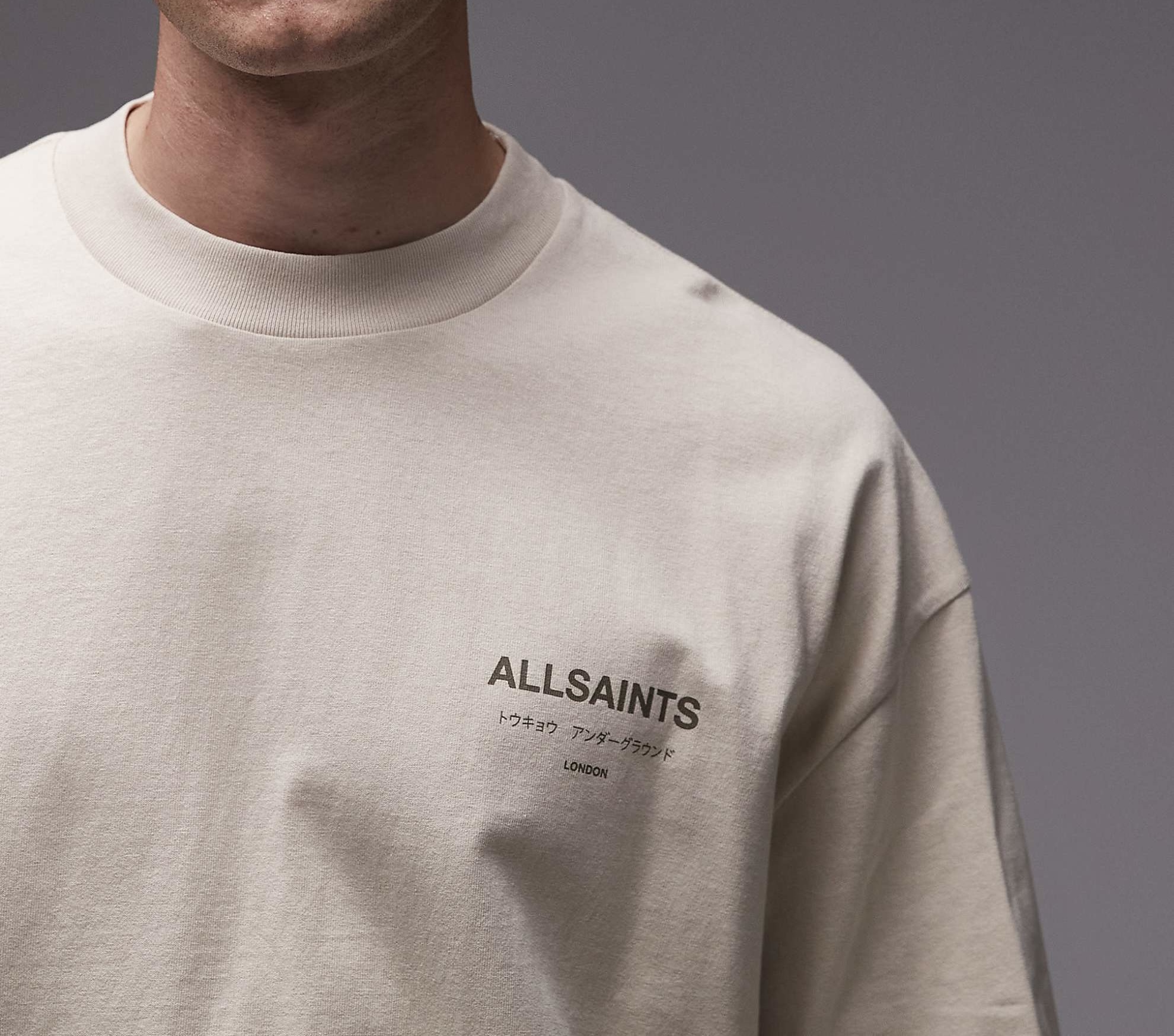 ALLSAINTS Underground Oversized Tee Feather Taupe