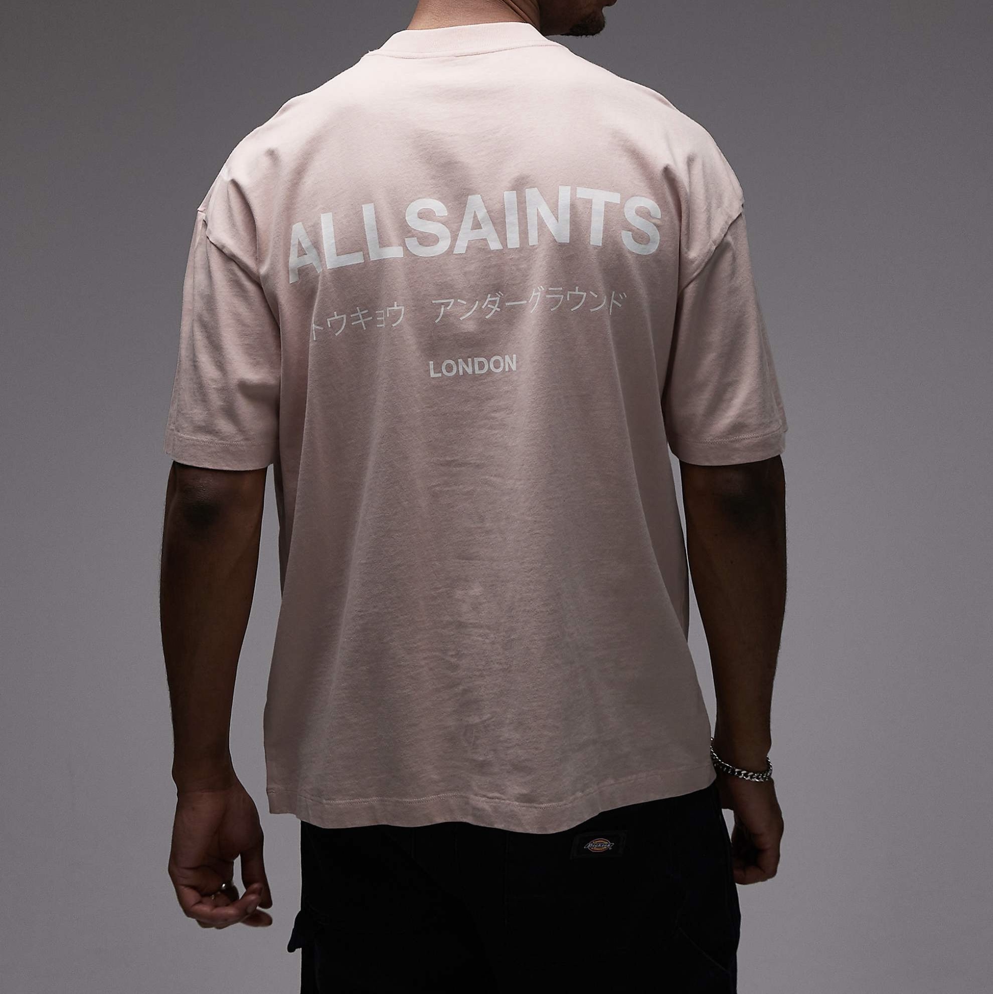 ALLSAINTS Underground Oversized Tee Washed Pink