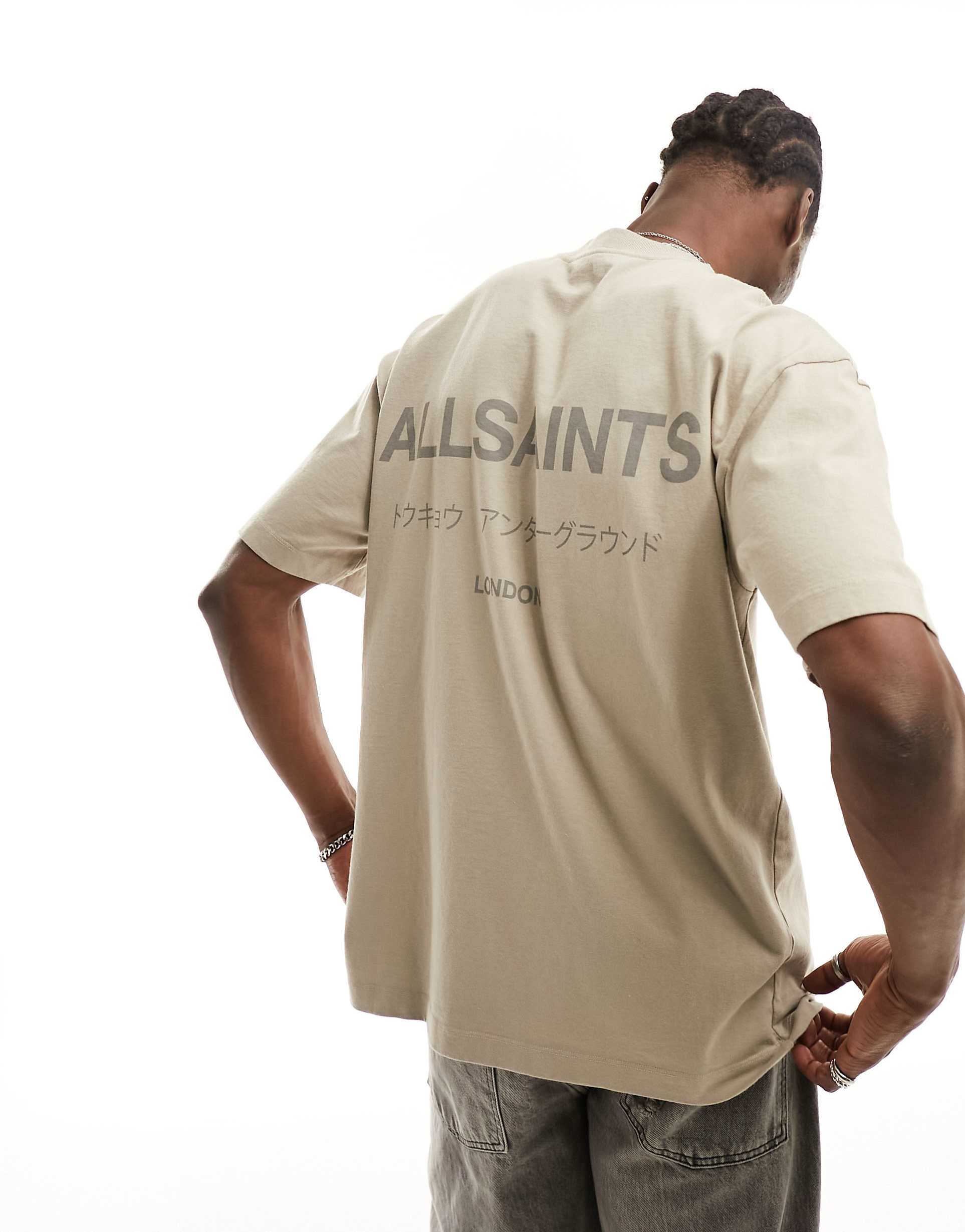 ALLSAINTS Underground Oversized Tee Stone Taupe