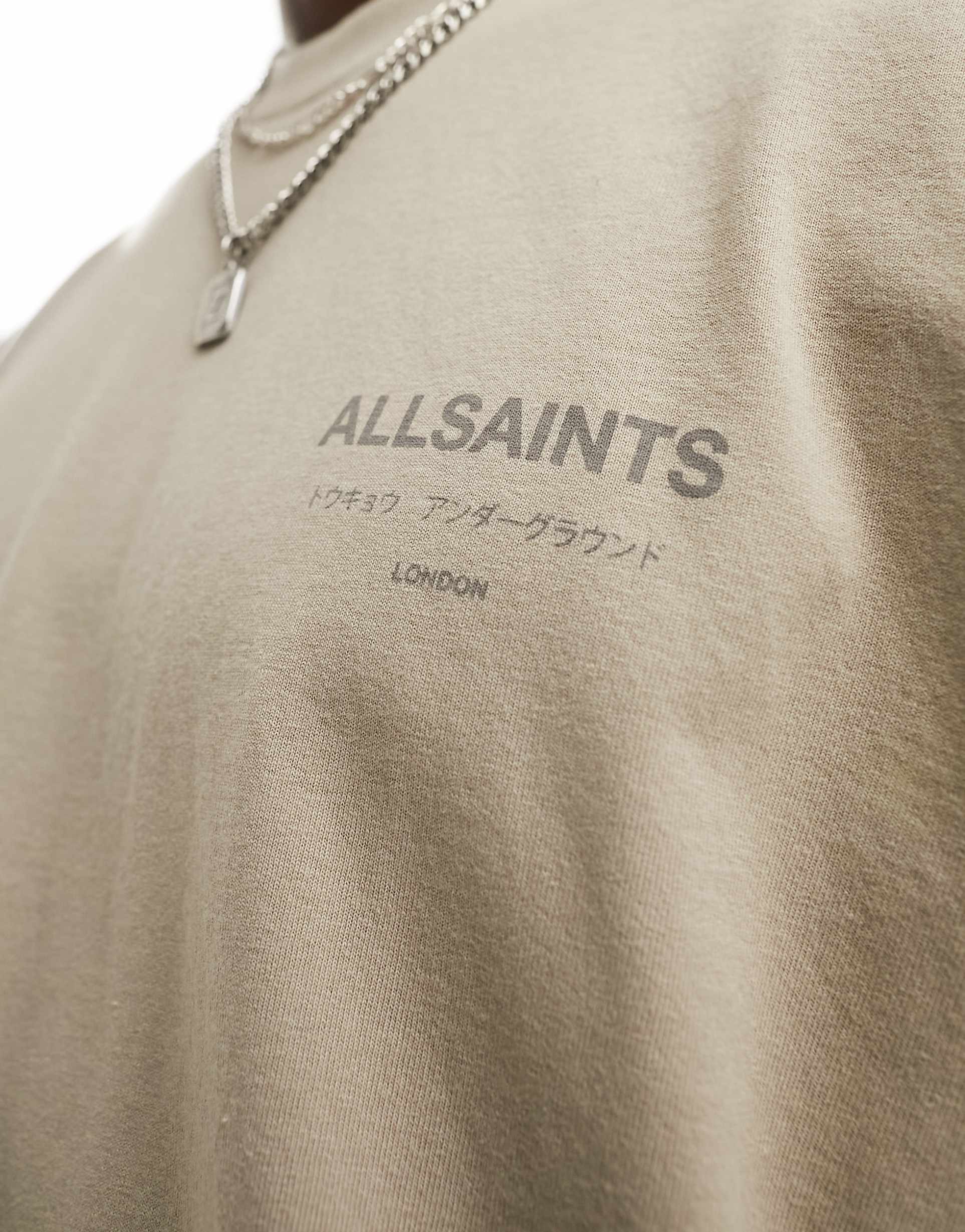 ALLSAINTS Underground Oversized Tee Stone Taupe
