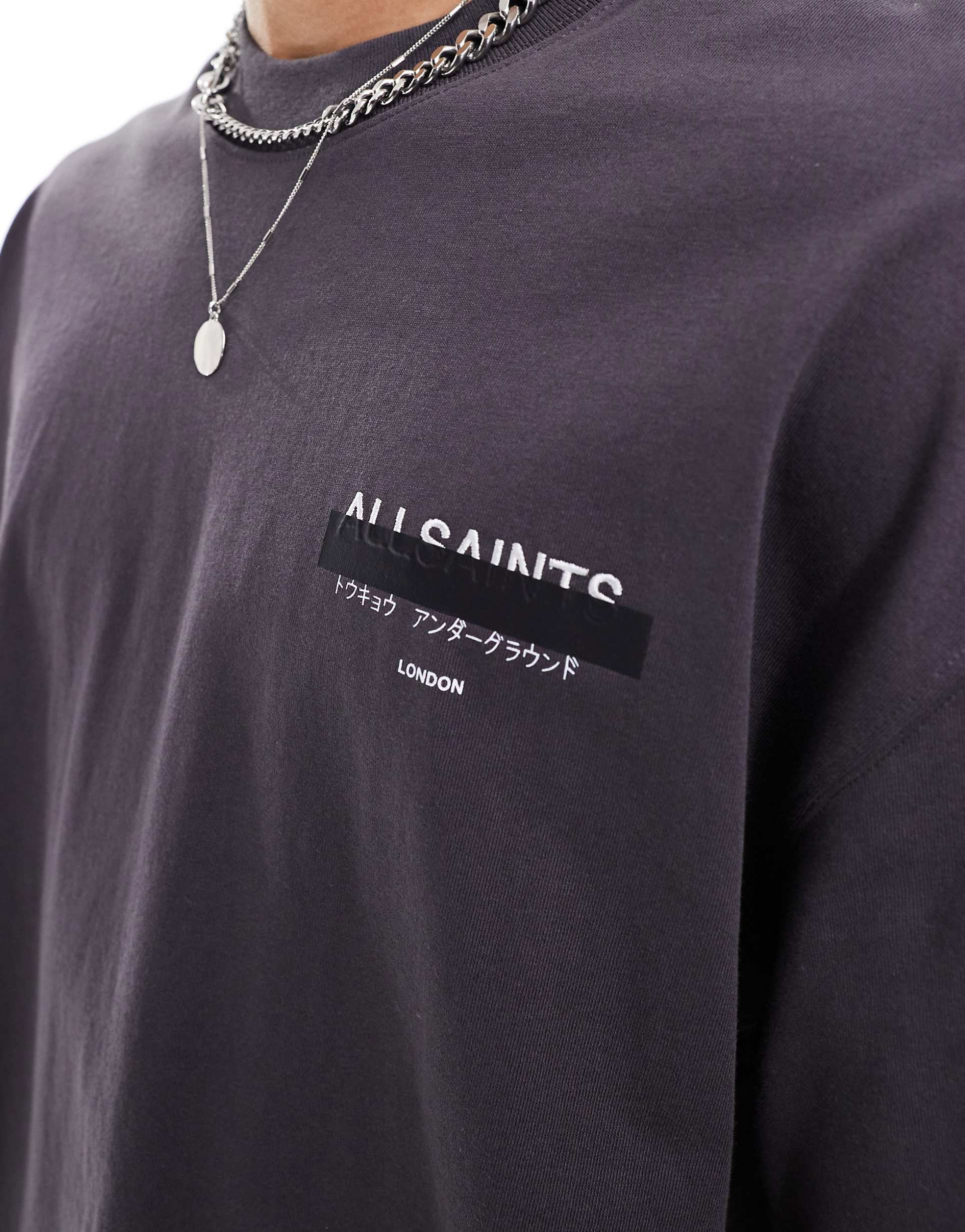 ALLSAINTS Redact Oversized Tee Smoky Black