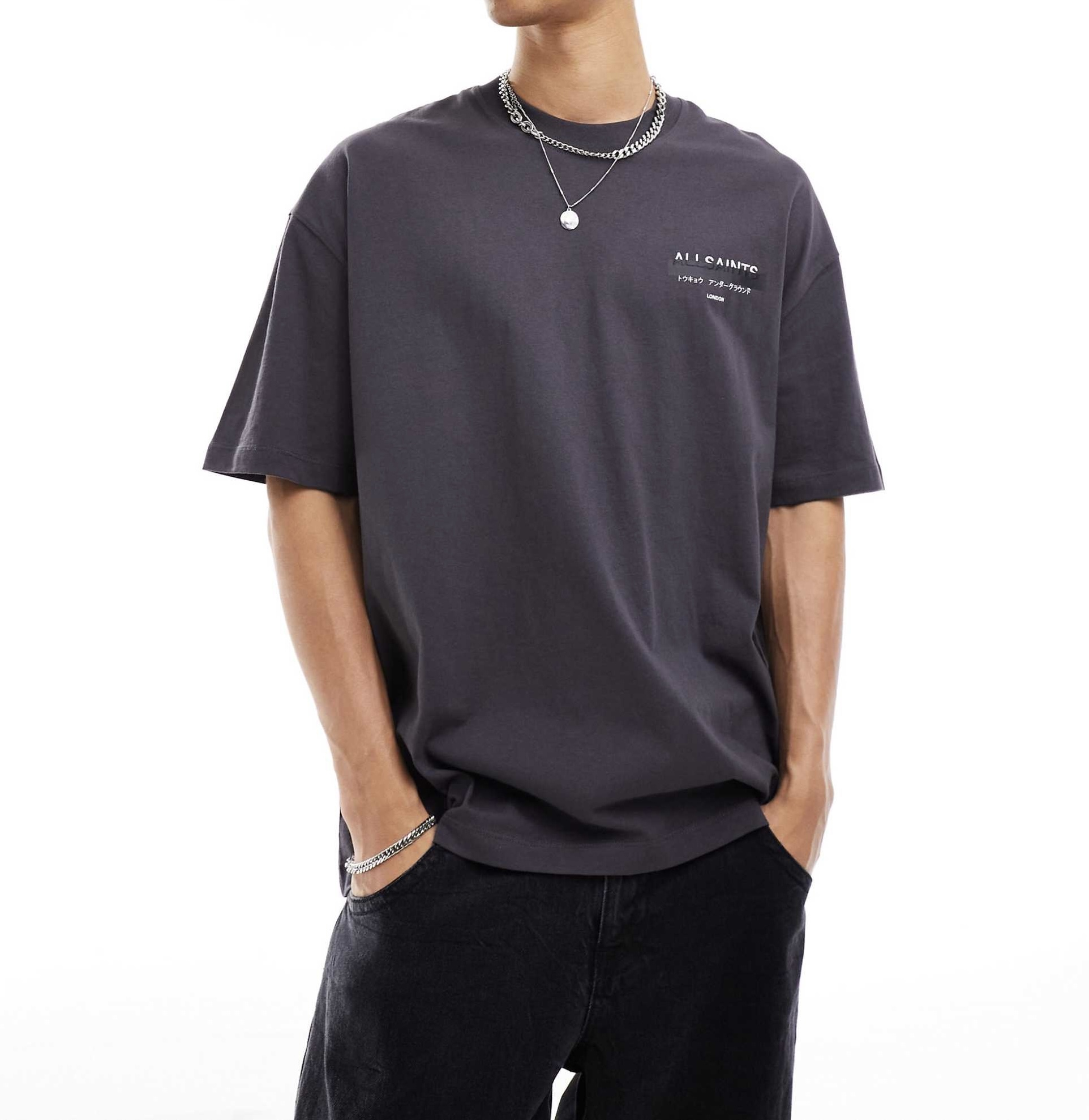 ALLSAINTS Redact Oversized Tee Smoky Black