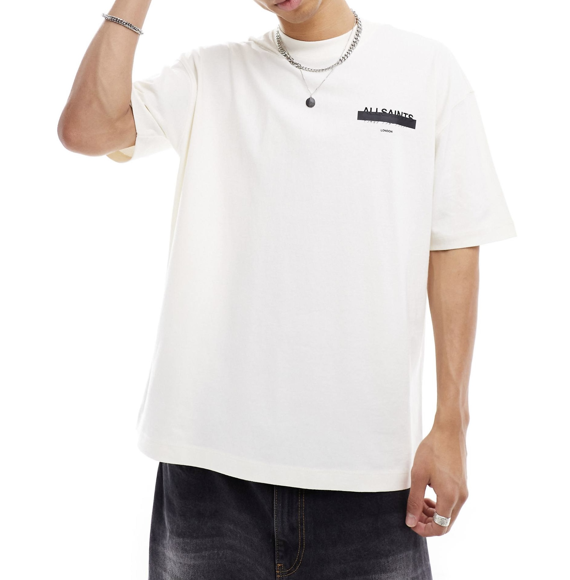 ALLSAINTS Redact Oversized Tee Ashen White