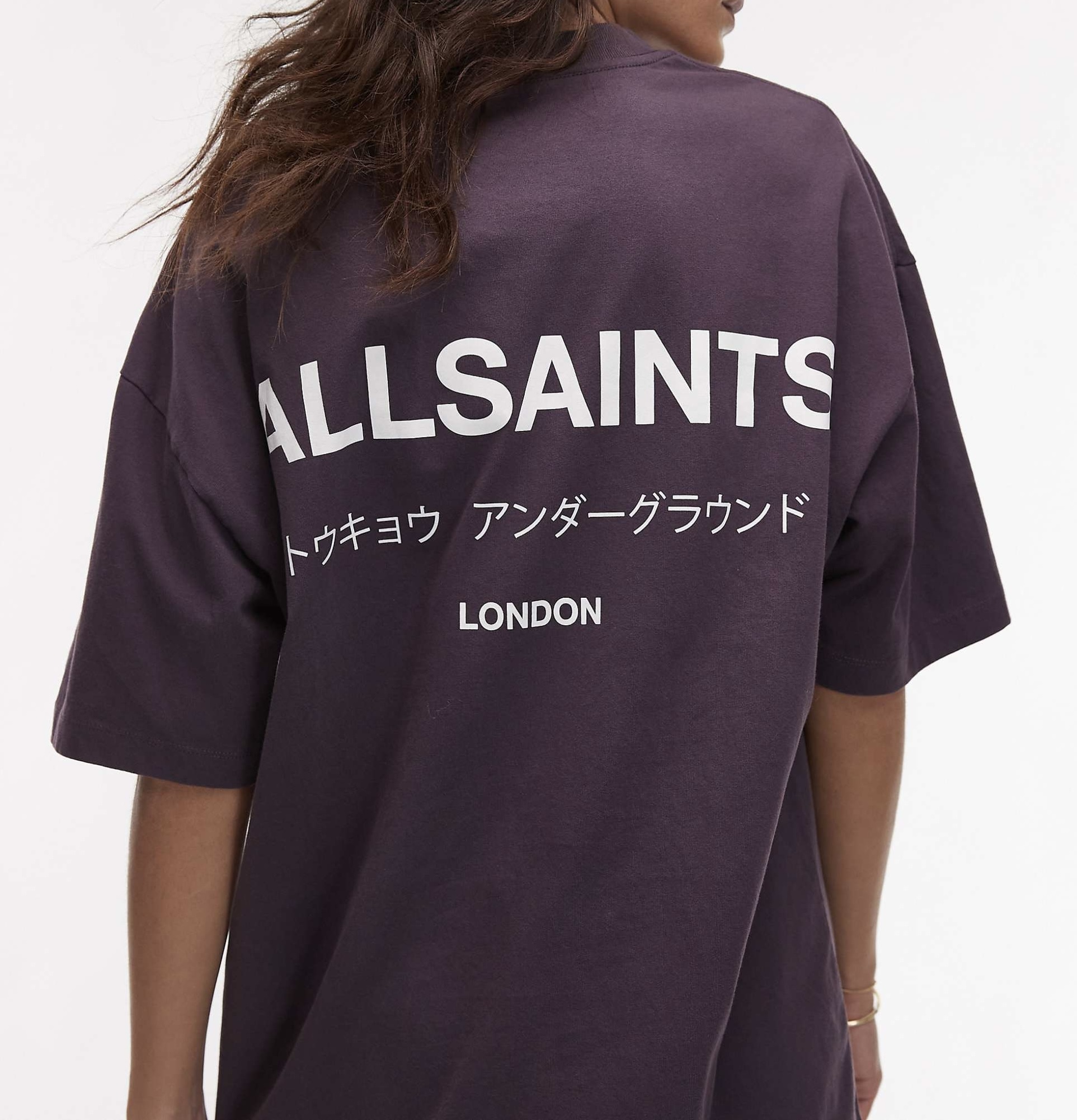 ALLSAINTS Underground Oversized Tee Dark Purple