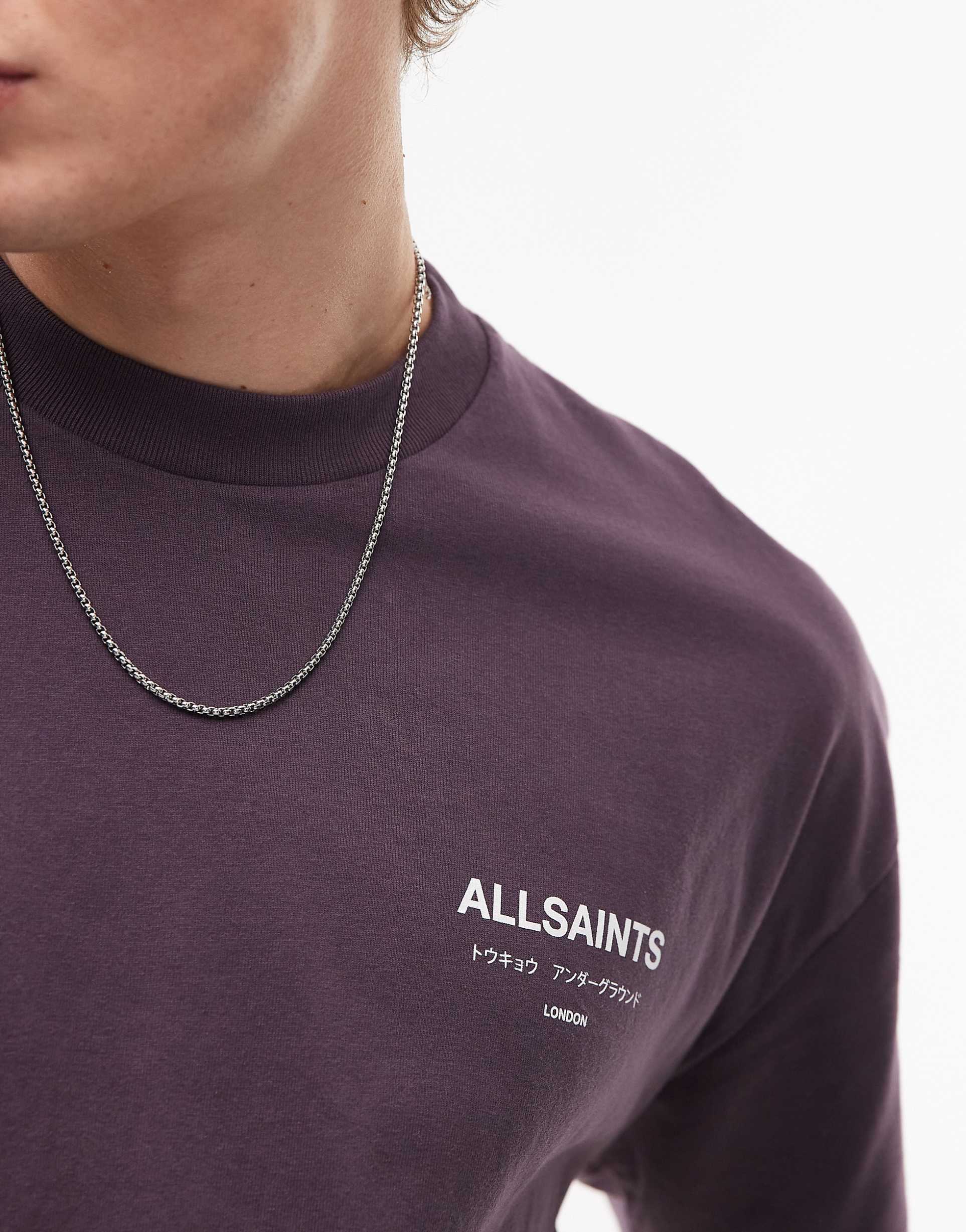 ALLSAINTS Underground Oversized Tee Dark Purple