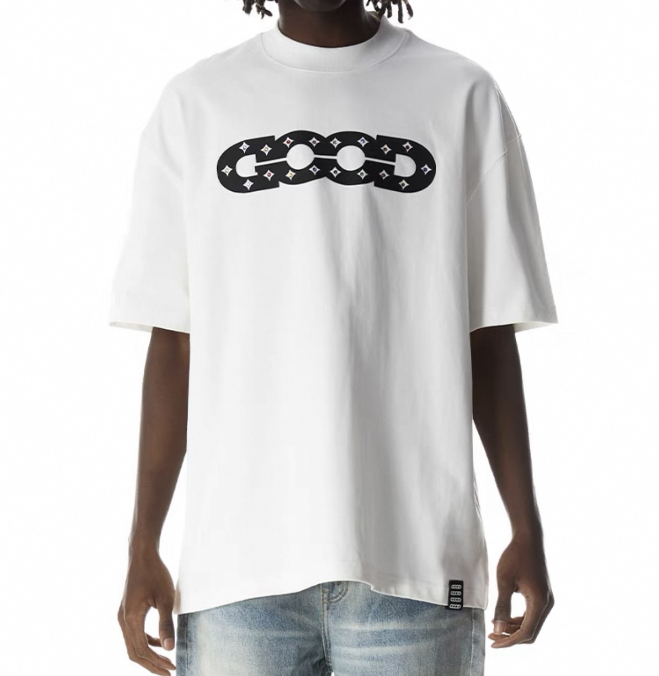 GOODBRAND Diamond Crystal Oversized Tee White