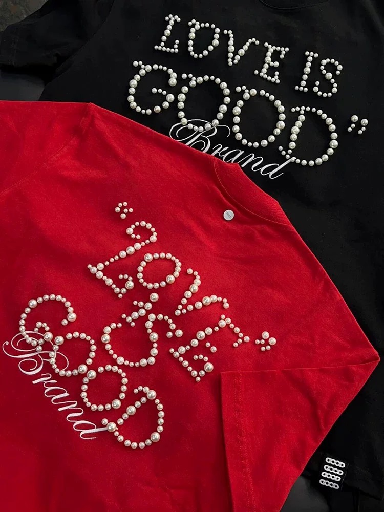 GOODBRAND Love is Good Pearl Oversized Tee Red
