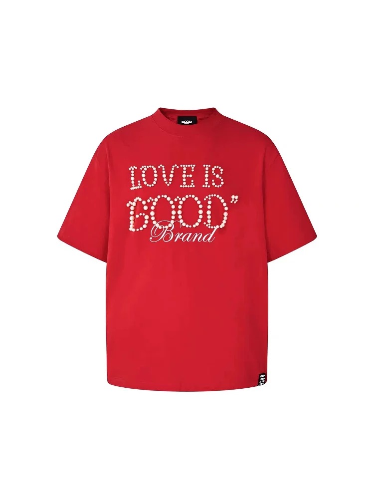 GOODBRAND Love is Good Pearl Oversized Tee Red