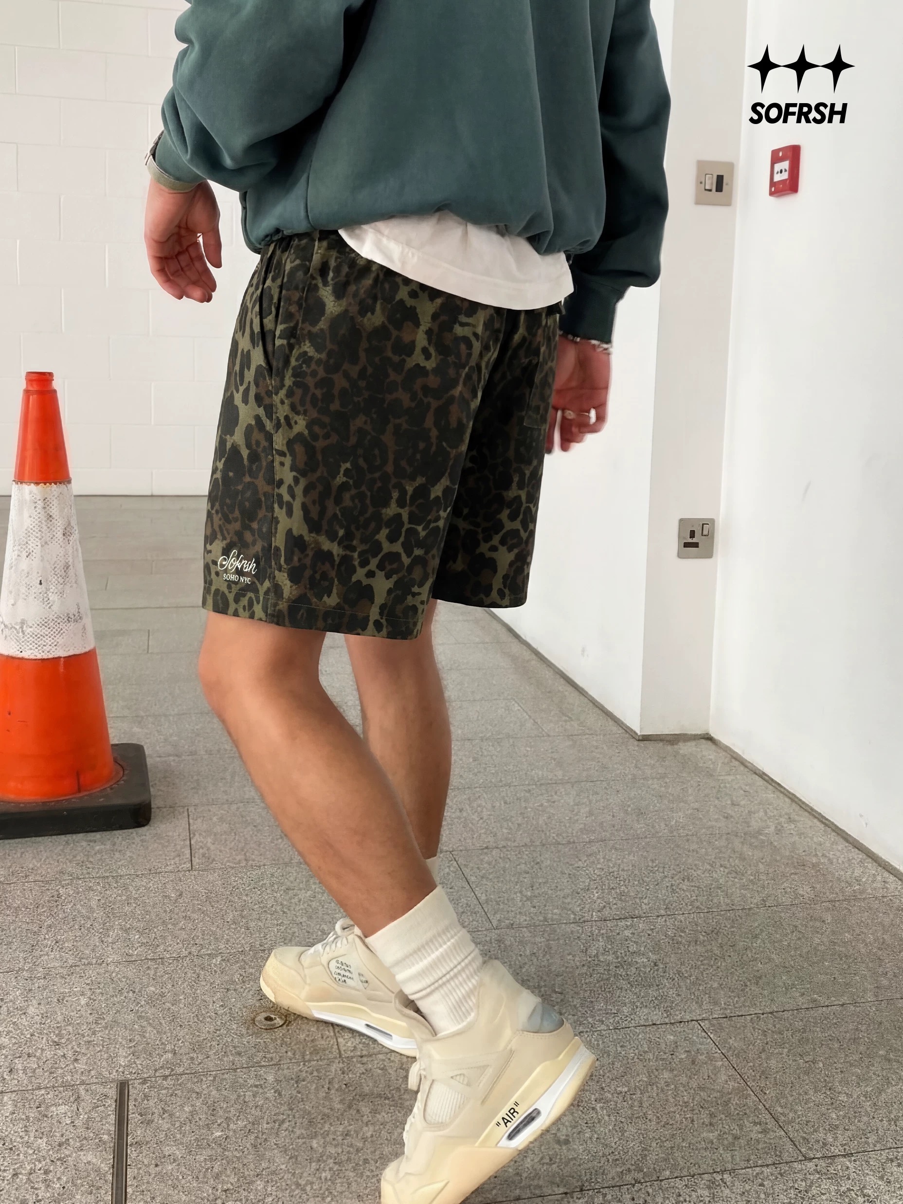 SoFresh Leopard Denim Shorts Black Green