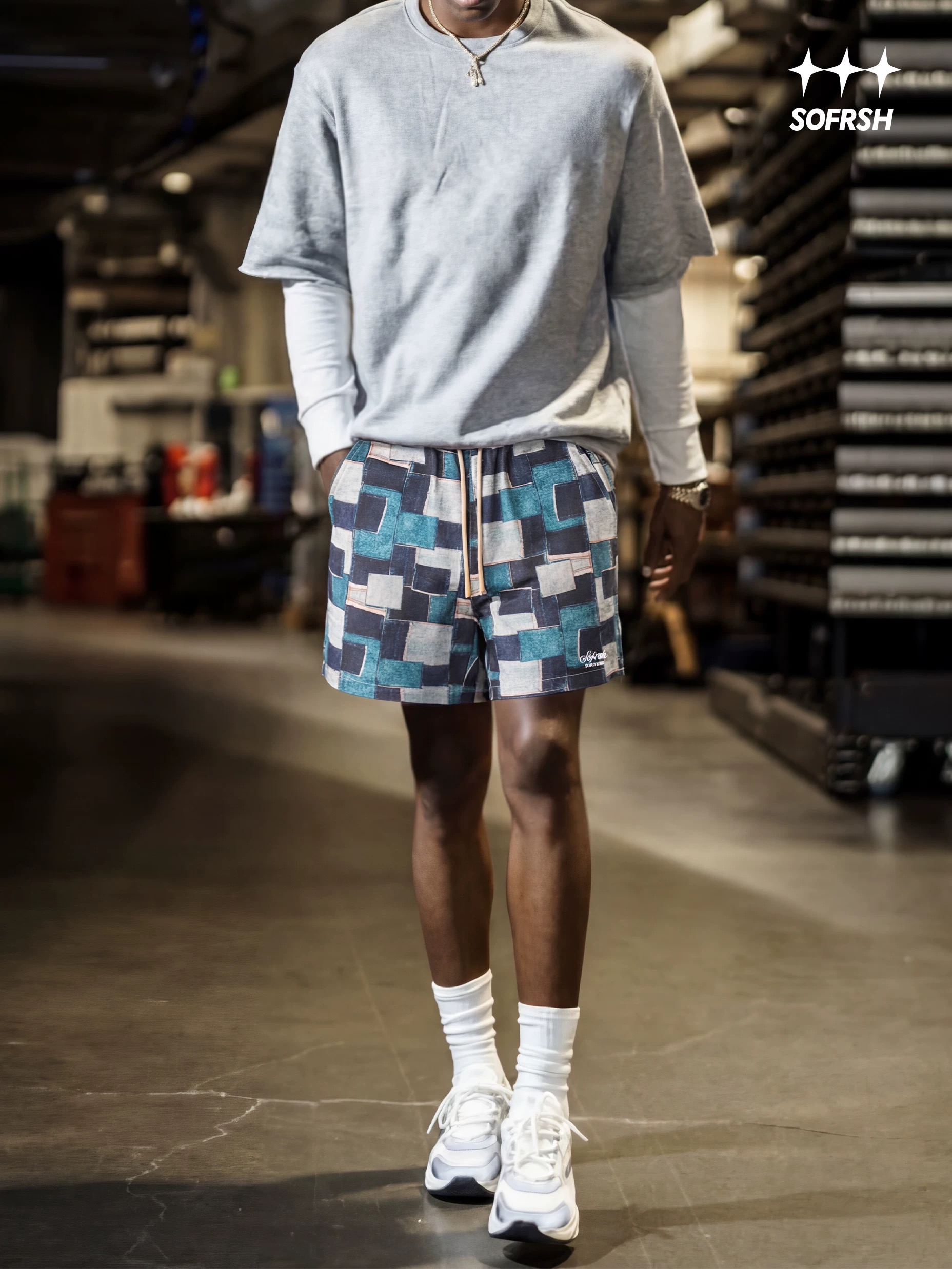 SoFrsh Multi Patch Denim Shorts Blue