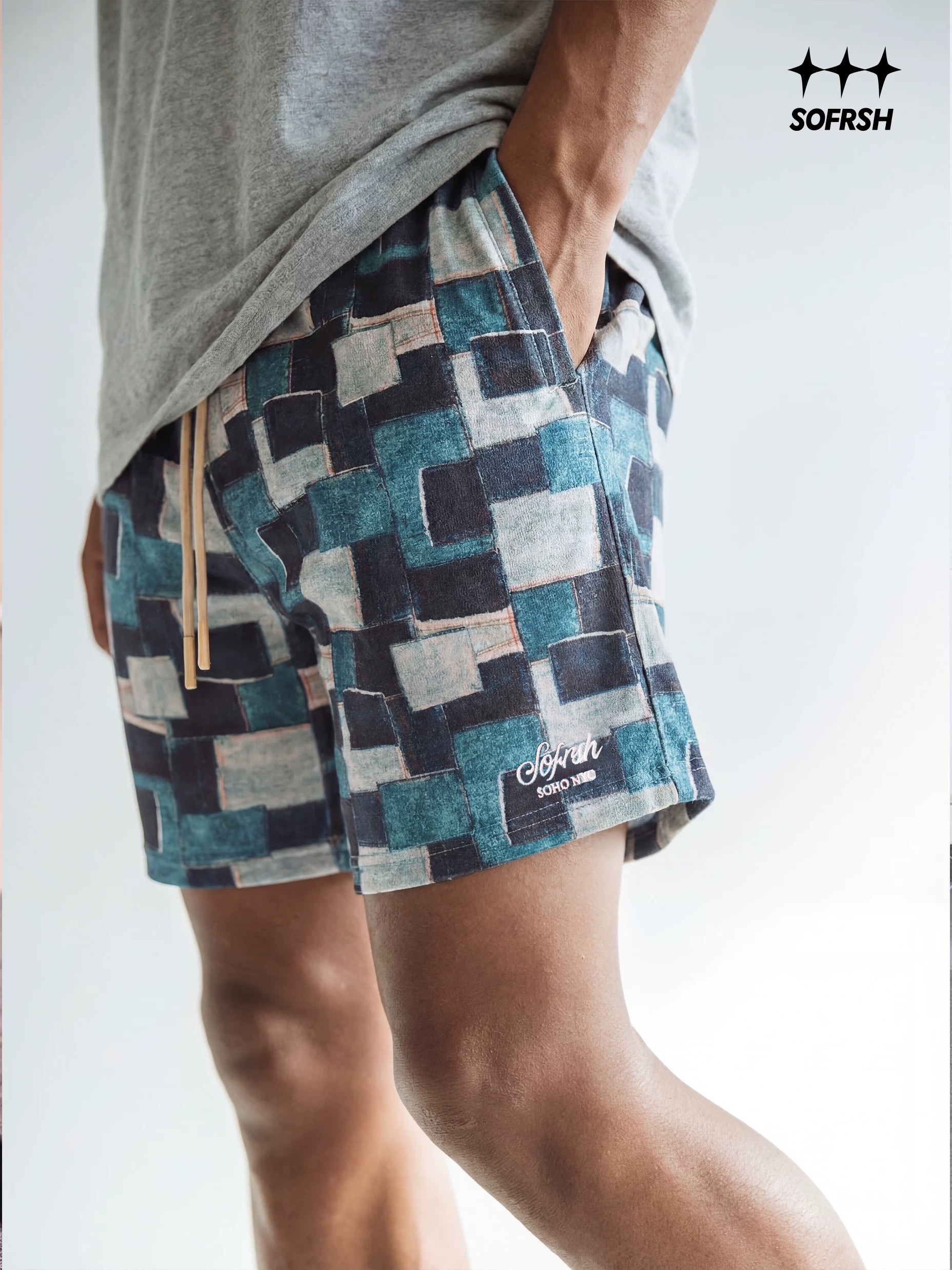 SoFrsh Multi Patch Denim Shorts Blue