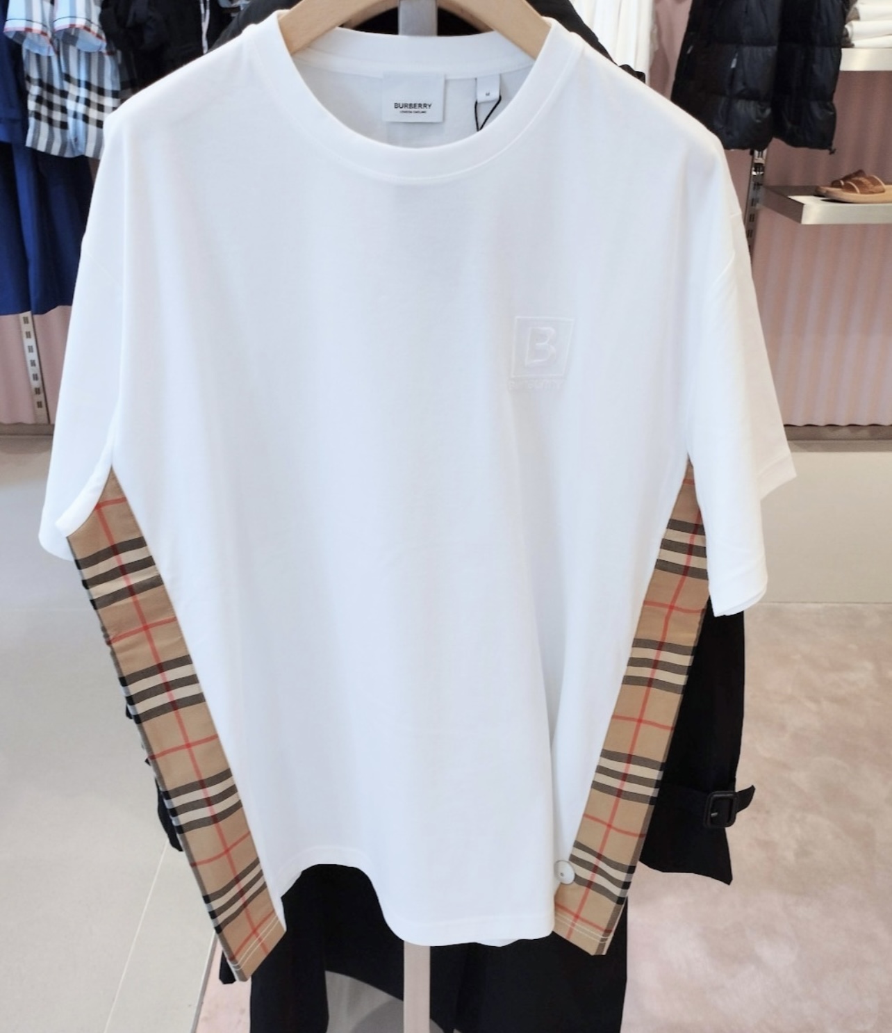 Burberry Europe Exclusive Side Check Panel Tee White