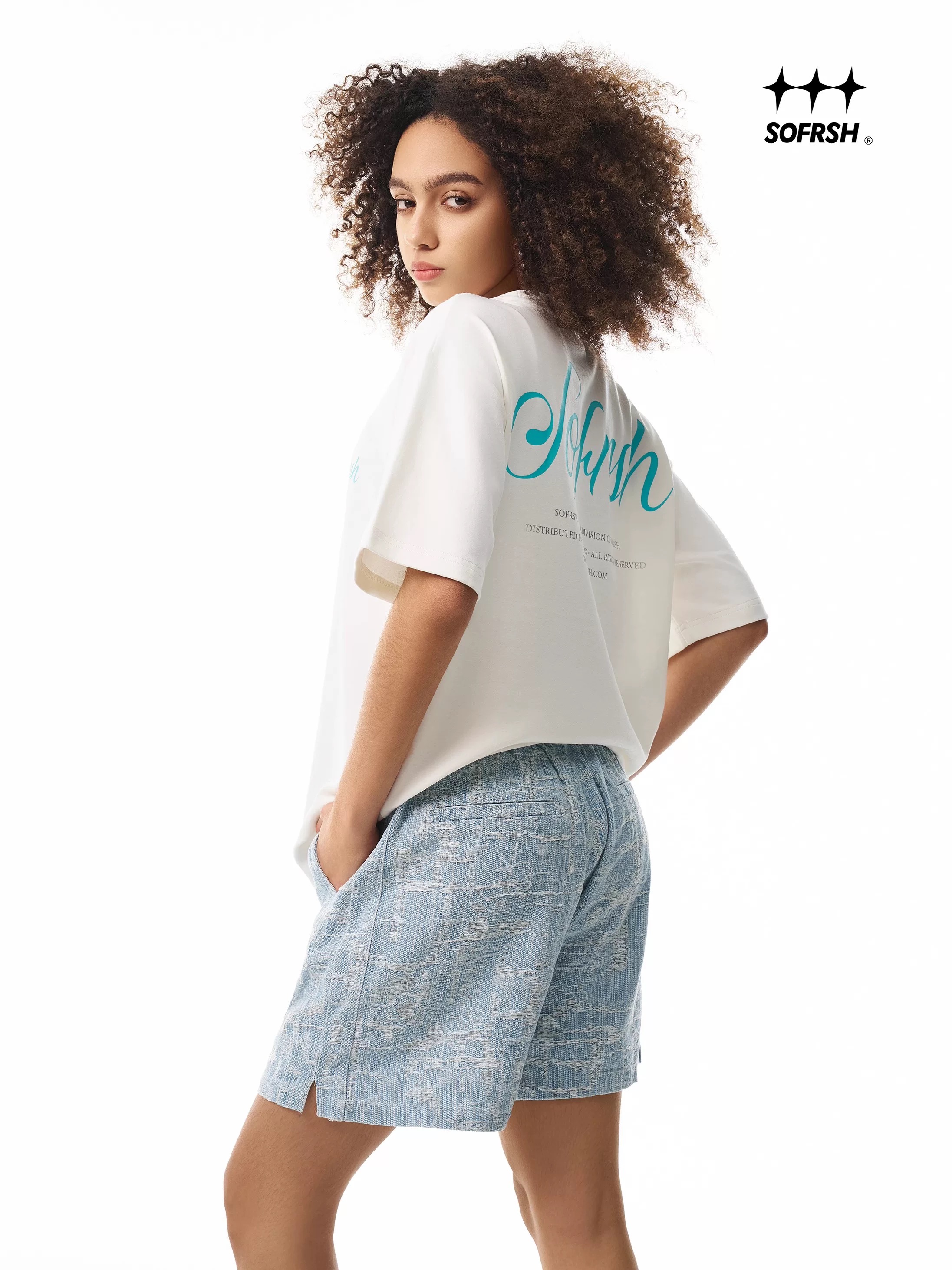 SoFrsh Distressed Denim Shorts Light Blue