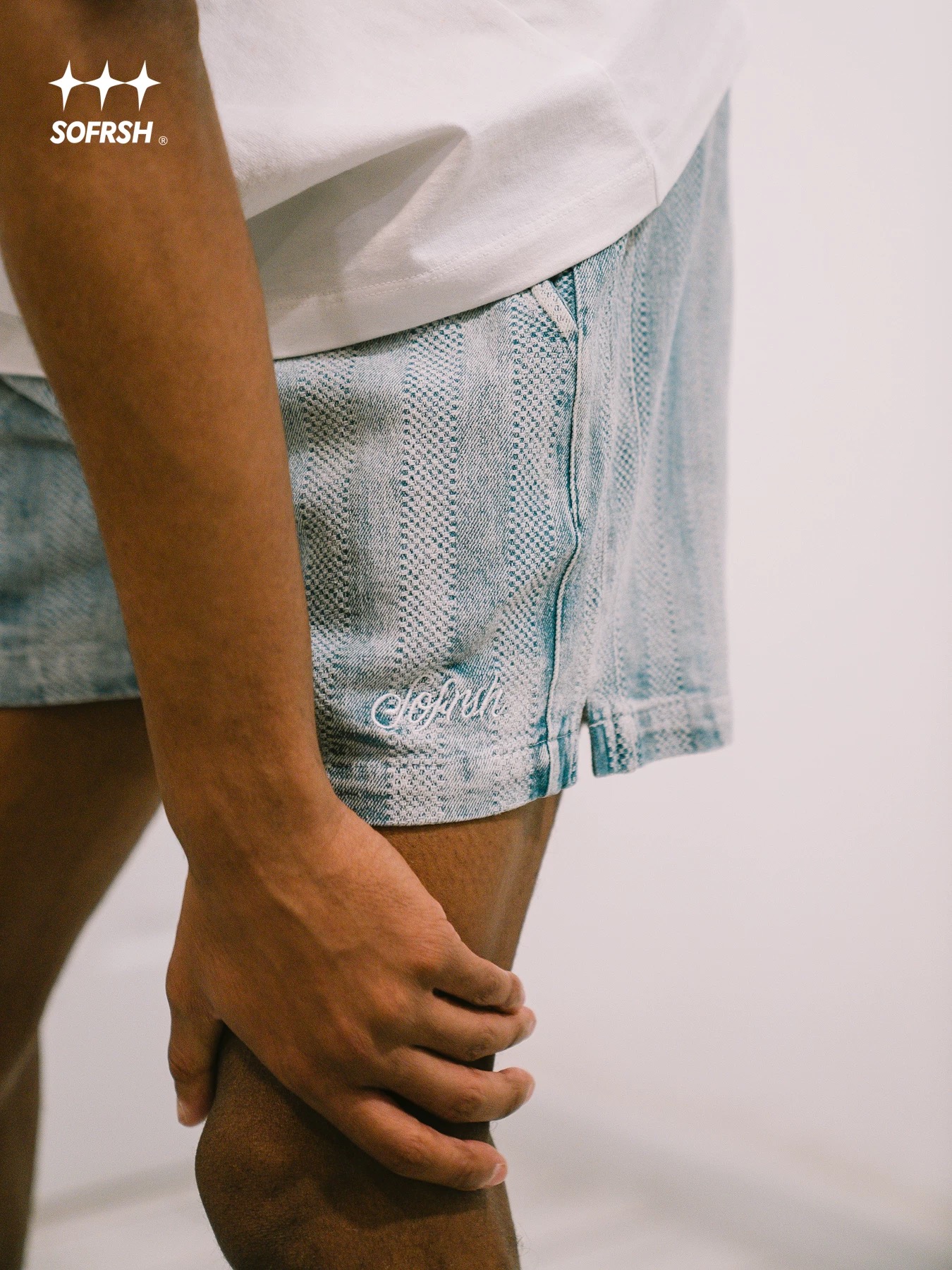 SoFresh Striped Denim Shorts