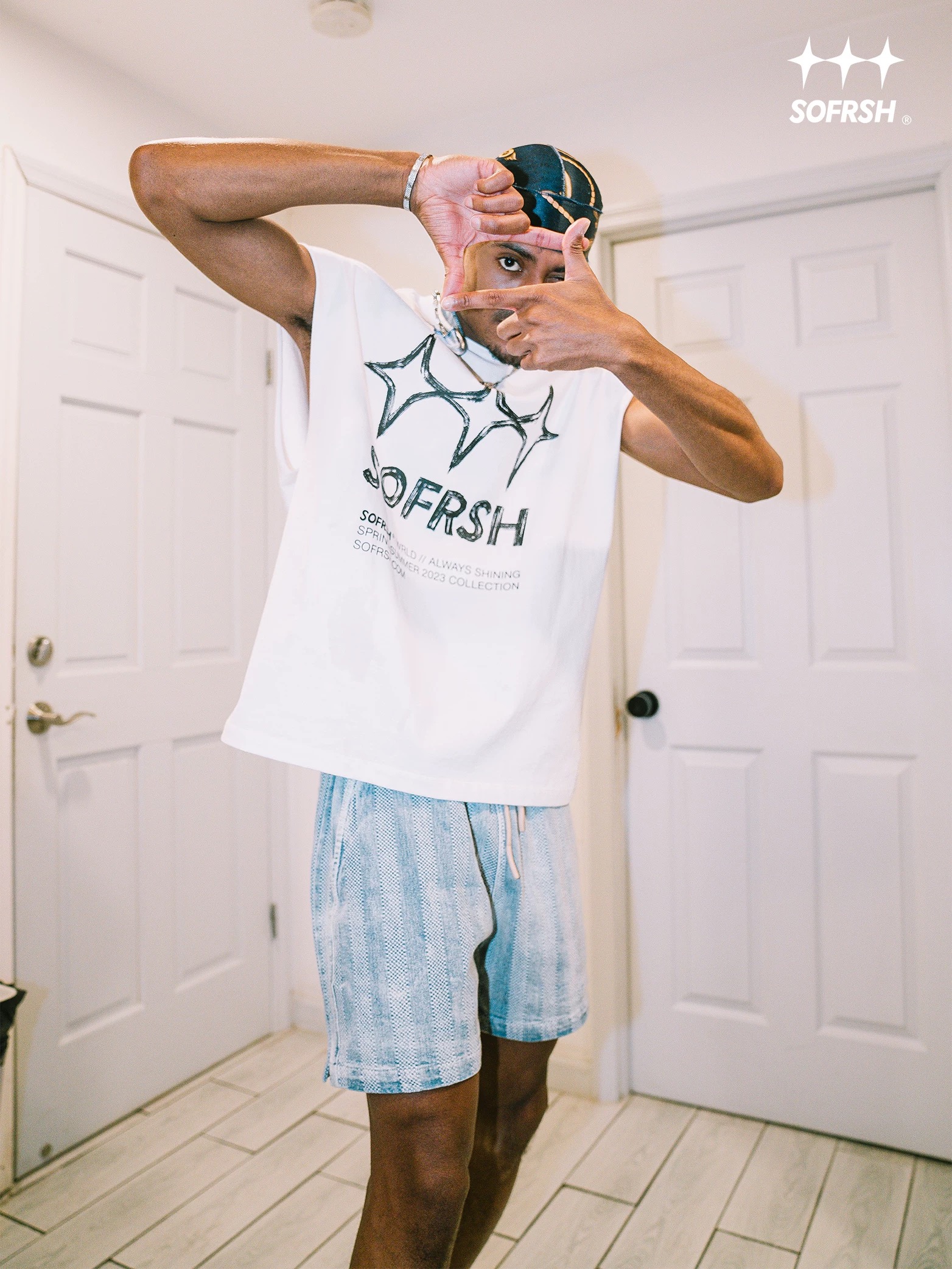 SoFresh Striped Denim Shorts