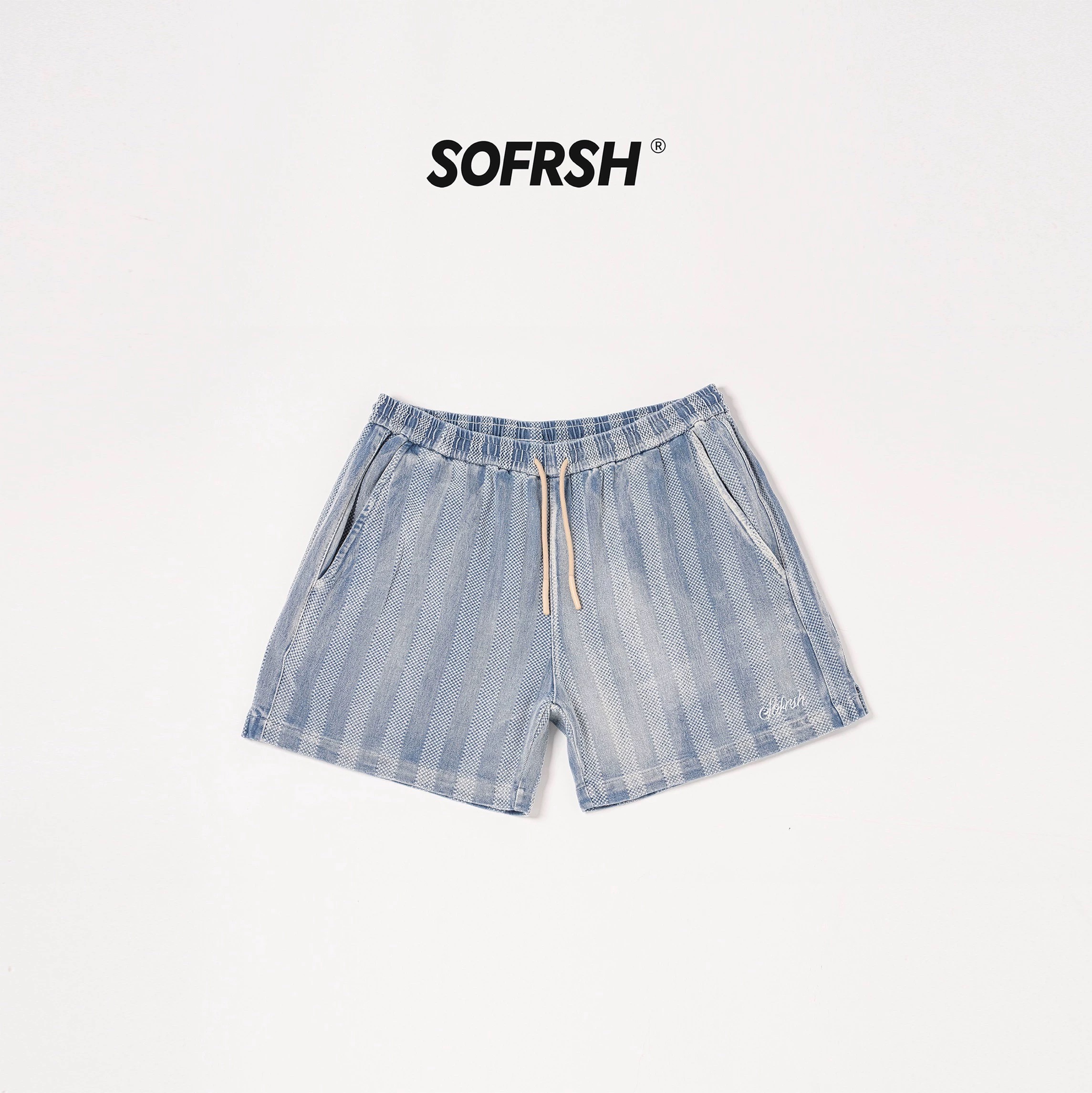 SoFresh Striped Denim Shorts
