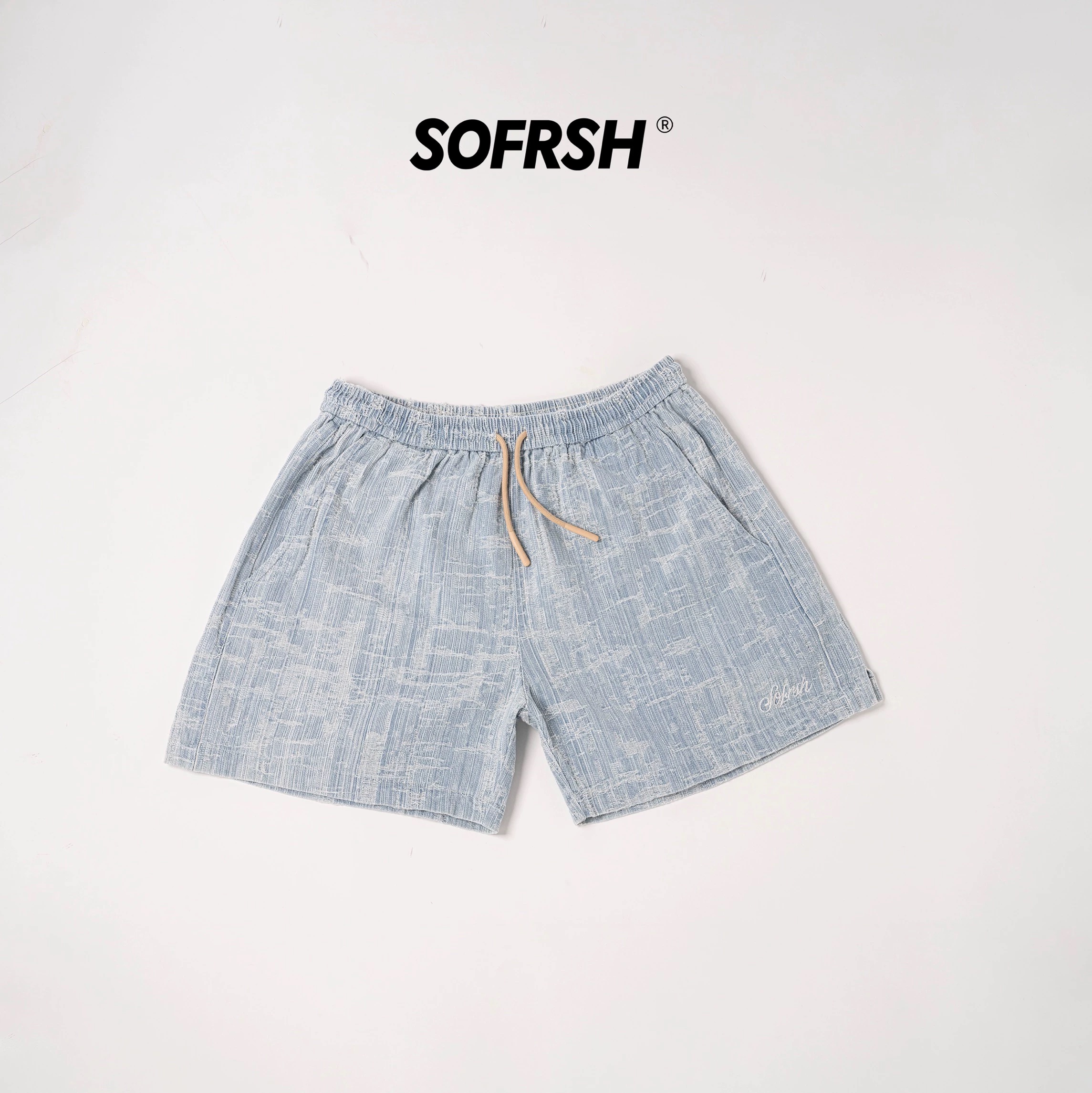 SoFrsh Distressed Denim Shorts Light Blue