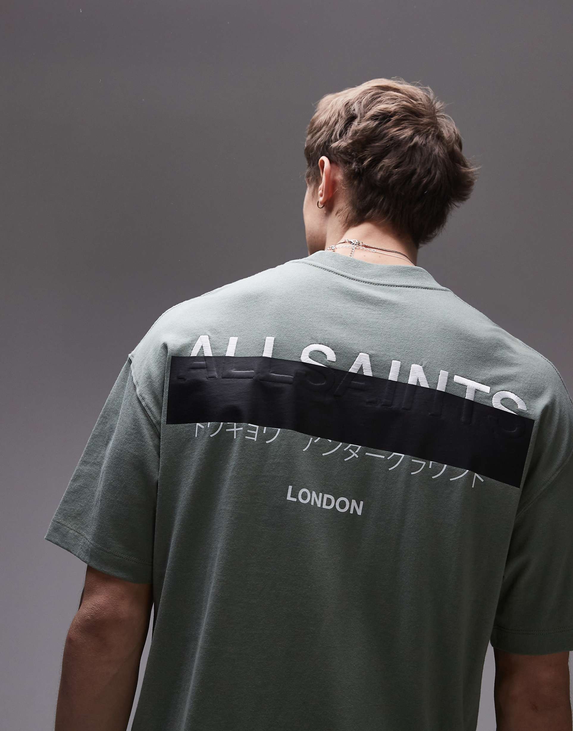 ALLSAINTS Redact Oversized Tee Milo Green