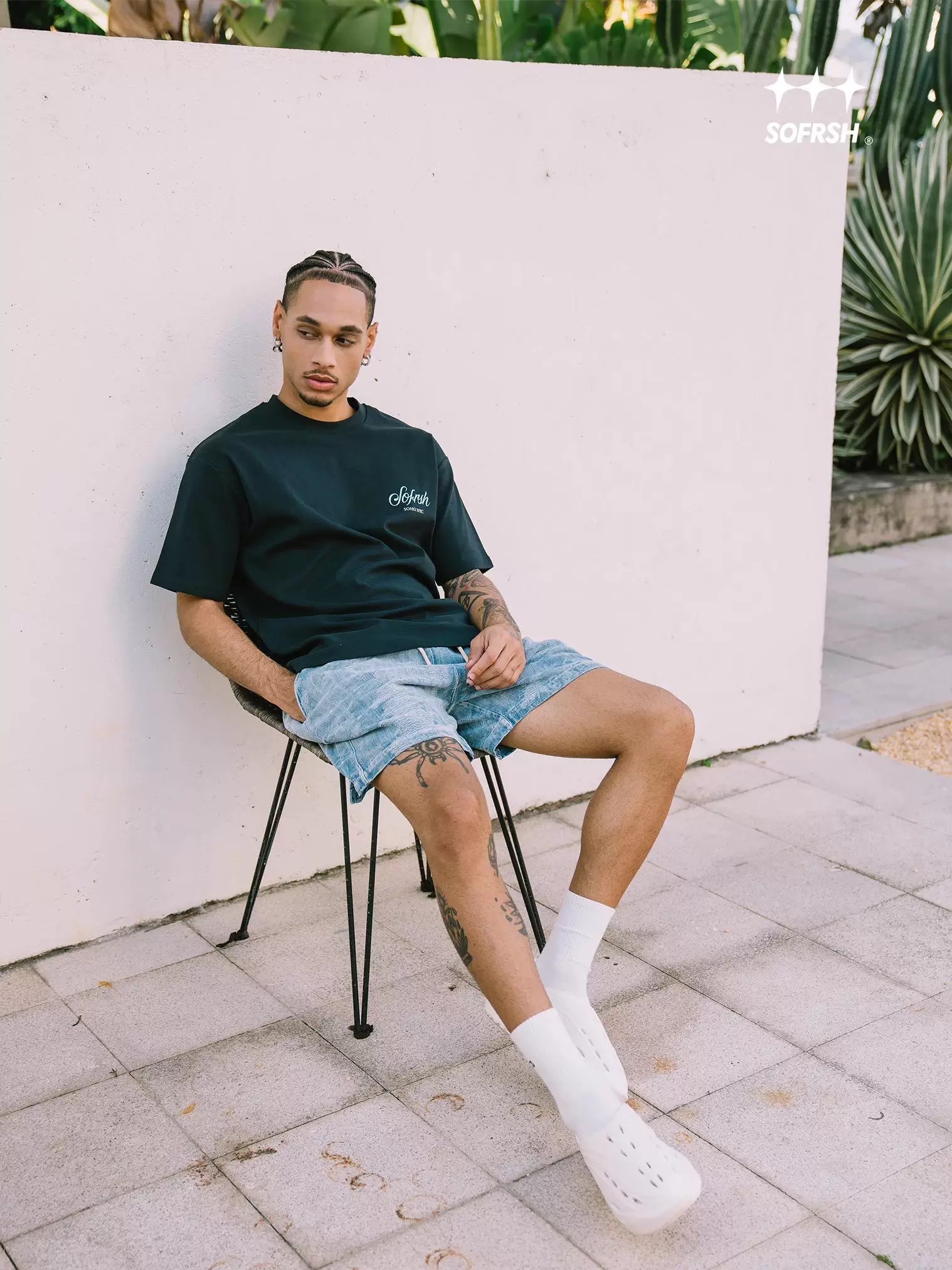 SoFresh Distressed Denim Shorts Blue