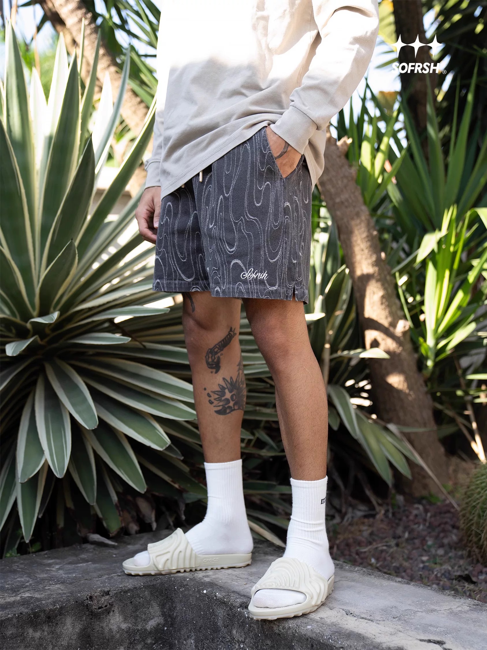 SoFresh Ripples Denim Shorts Black