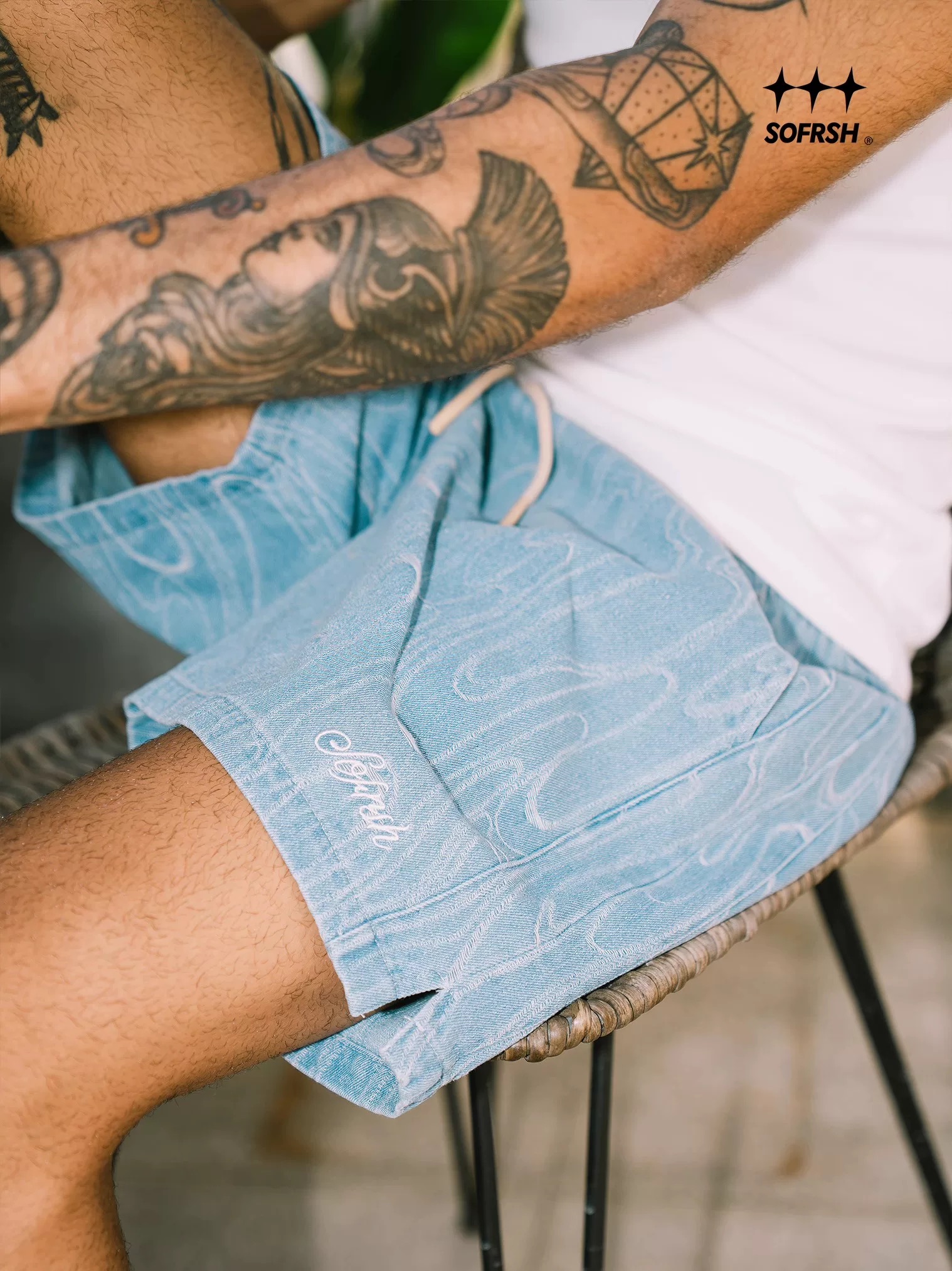 SoFresh Ripples Denim Shorts Blue