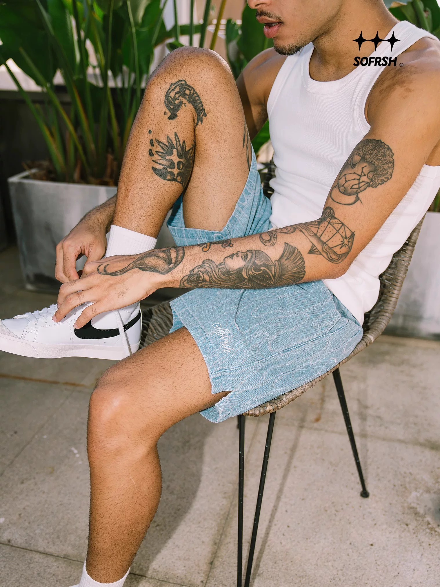 SoFresh Ripples Denim Shorts Blue