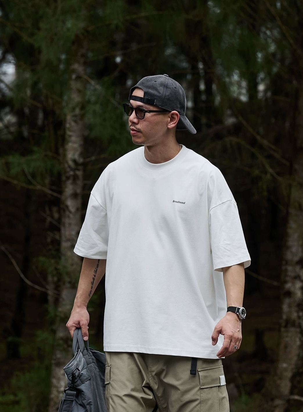 Broshood Classic Logo Boxy Oversized Tee White