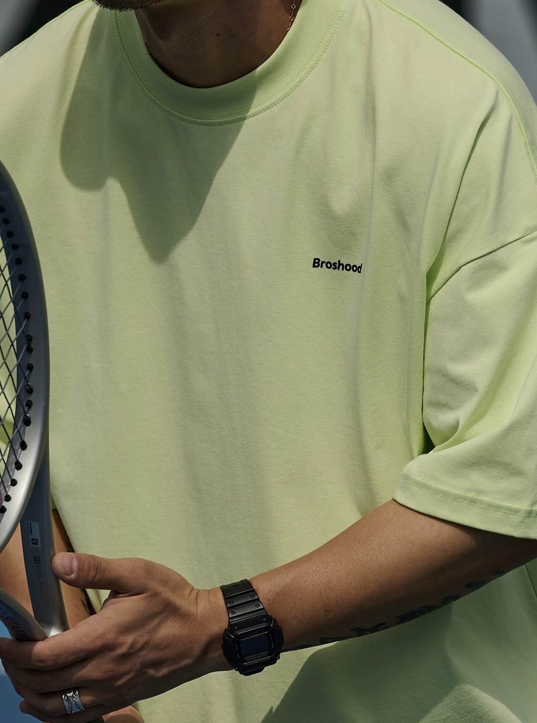 Broshood Classic Logo Boxy Oversized Tee Lime Yellow