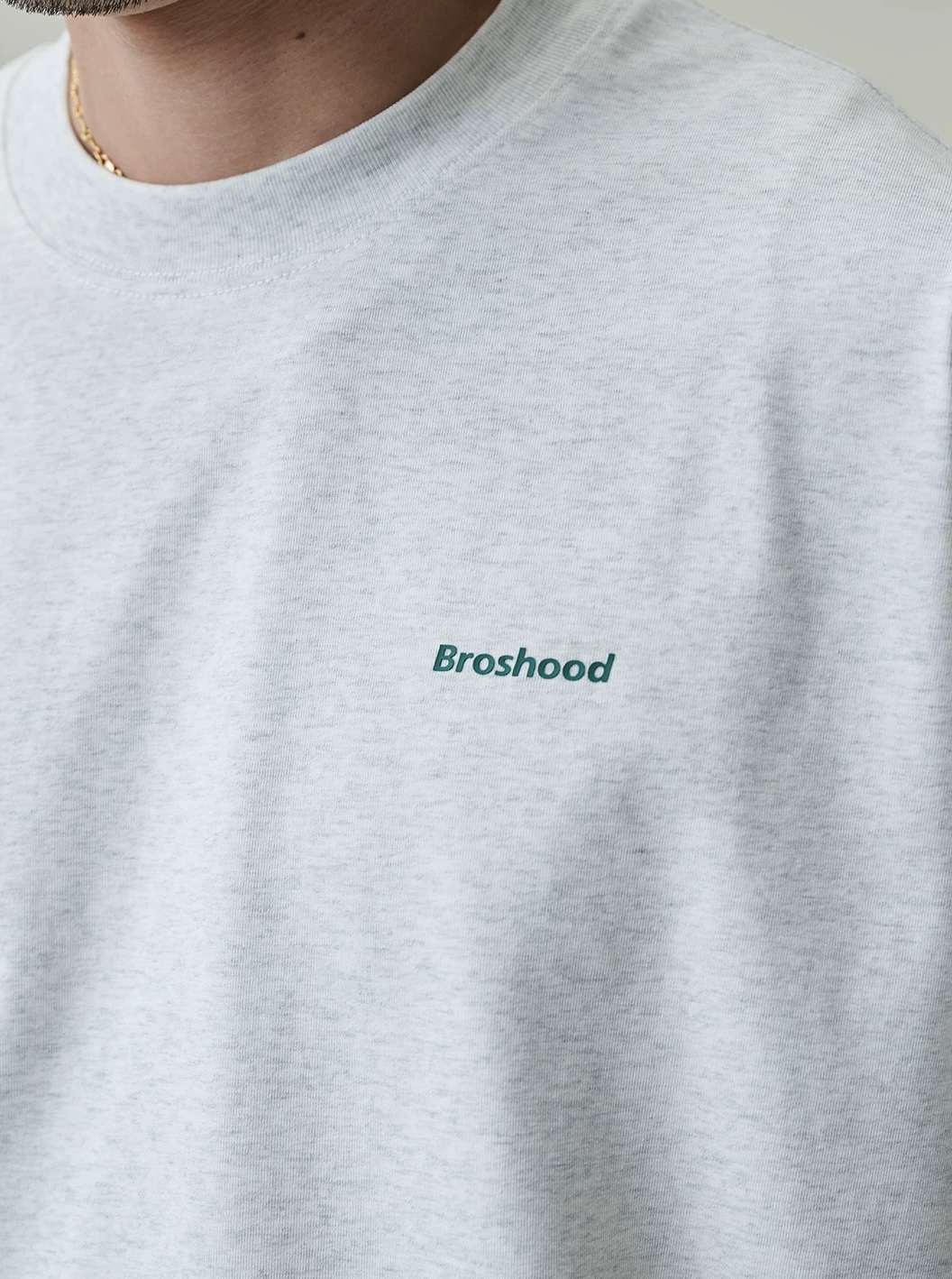 Broshood Classic Logo Boxy Oversized Tee Heather Grey
