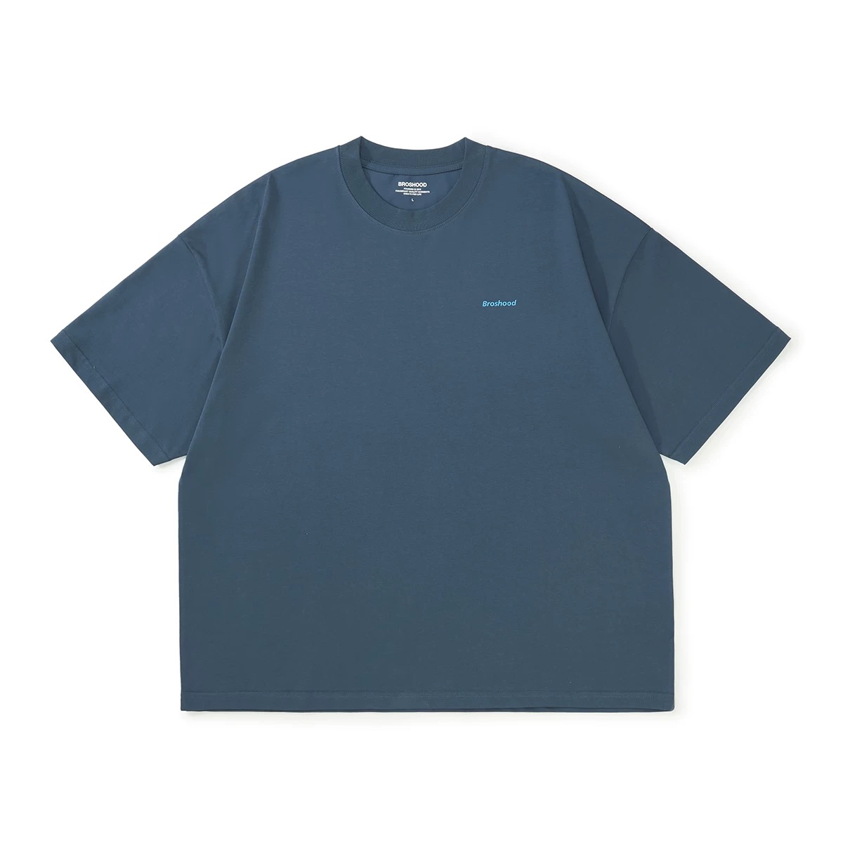 Broshood Classic Logo Boxy Oversized Tee Greyish Blue