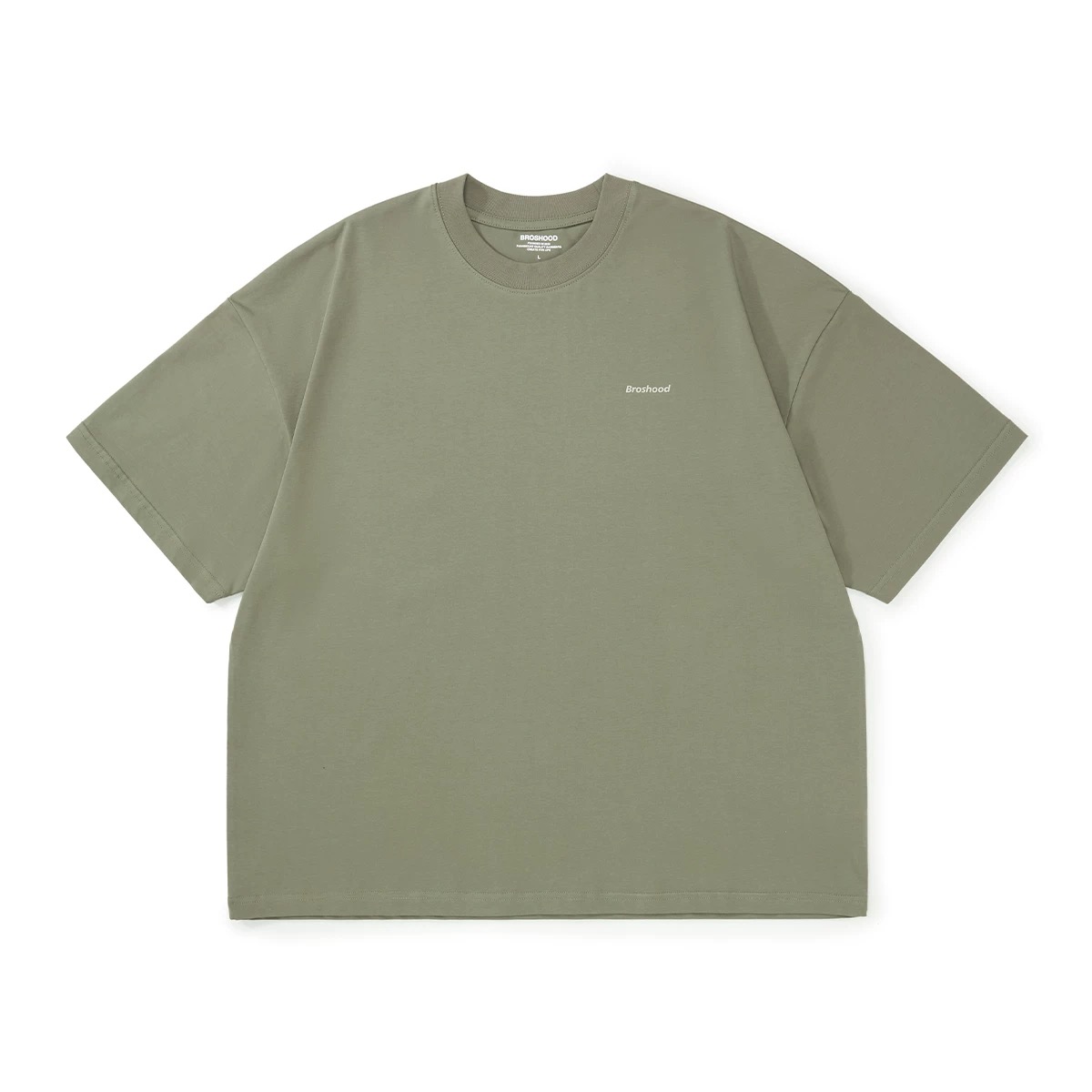 Broshood Classic Logo Boxy Oversized Tee Khaki Green
