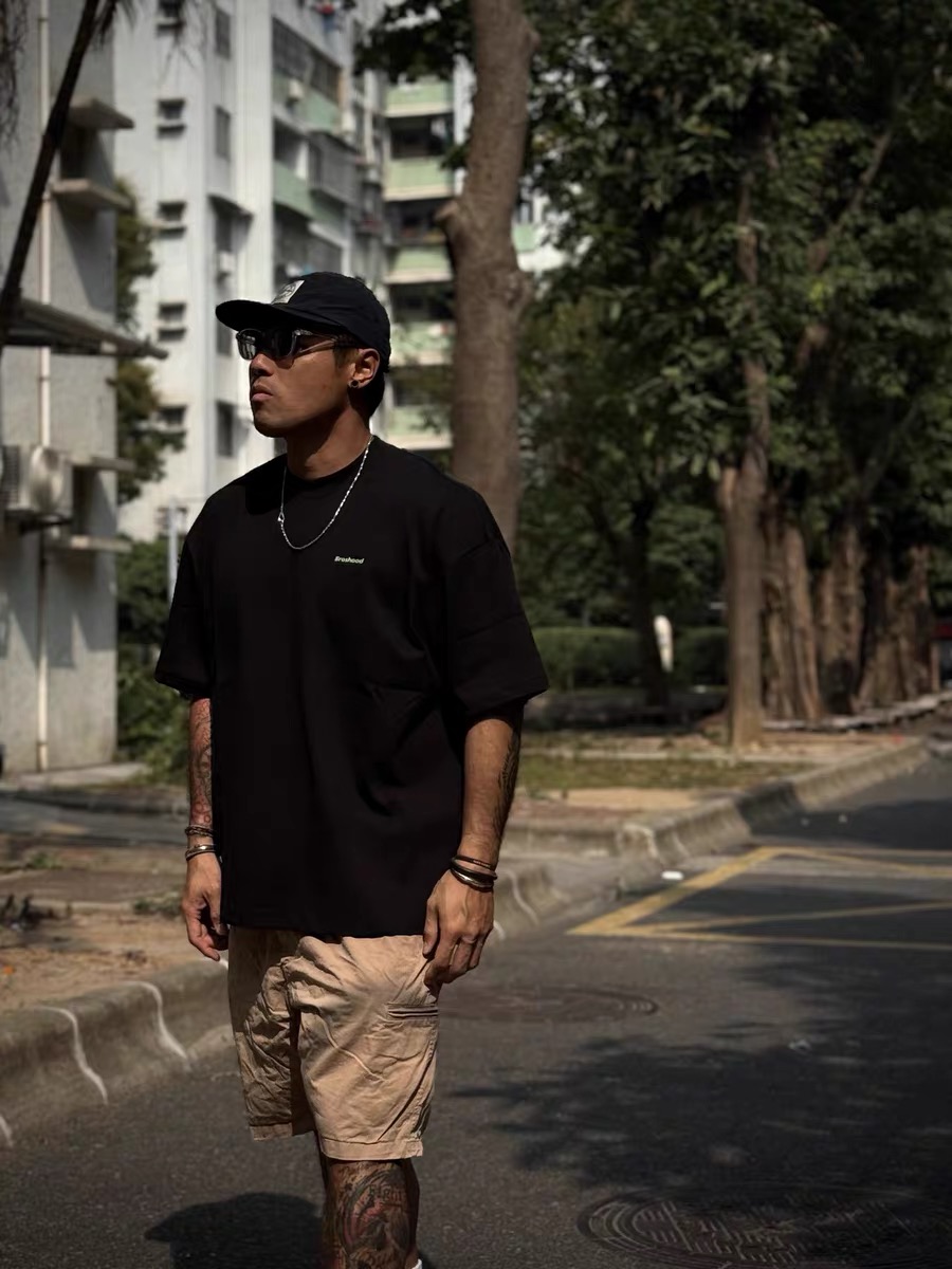 Broshood Classic Logo Boxy Oversized Tee Black