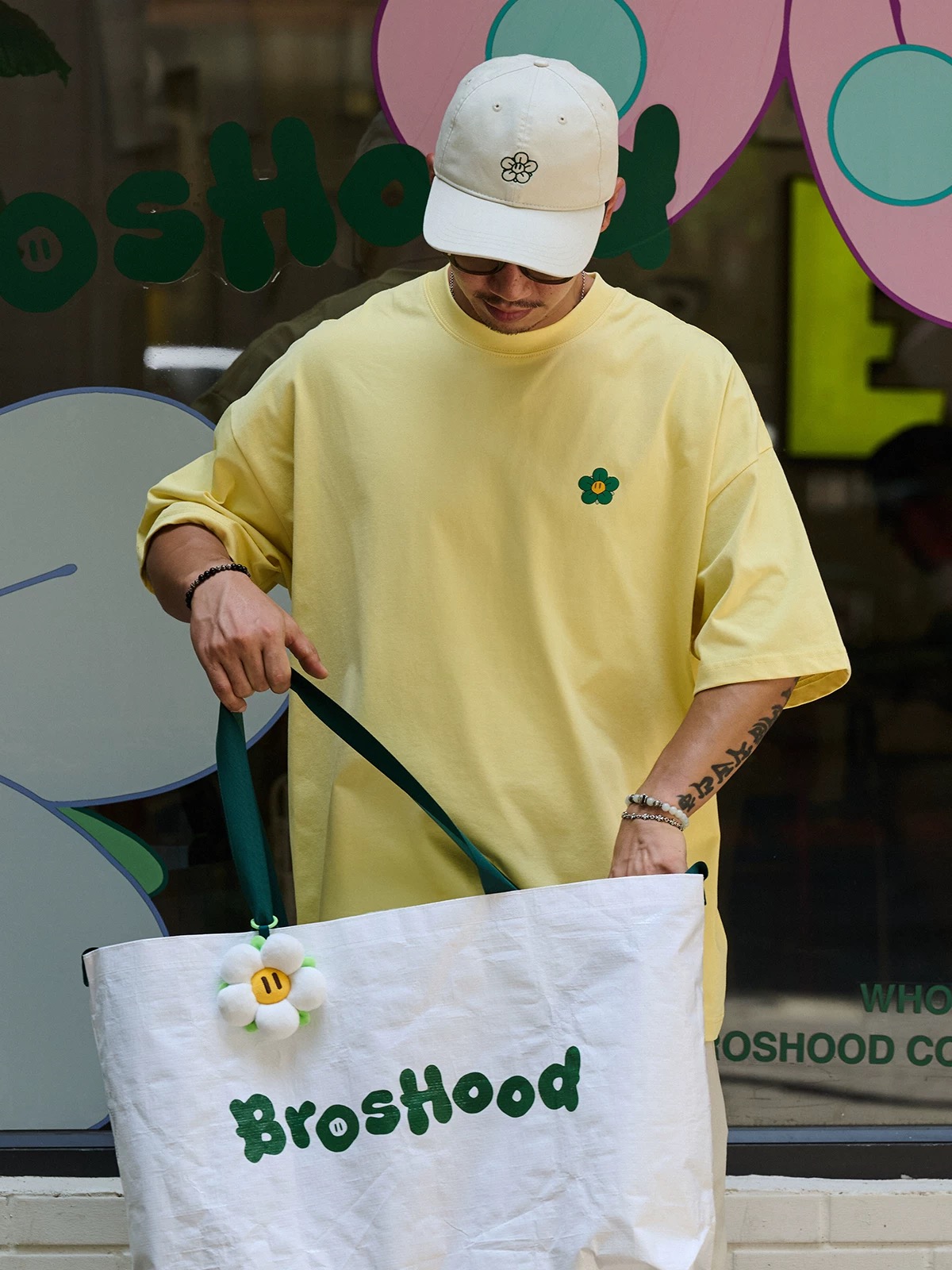 Broshood Daisy Boxy Oversized Tee Yellow