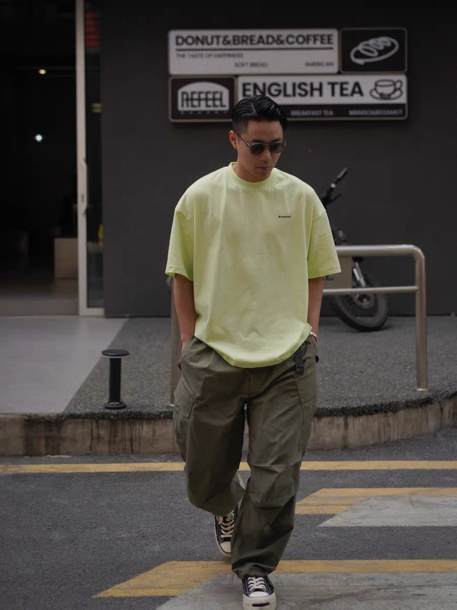 Broshood Classic Logo Boxy Oversized Tee Lime Yellow