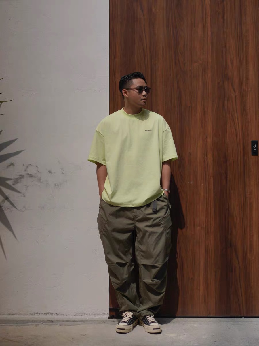 Broshood Classic Logo Boxy Oversized Tee Lime Yellow