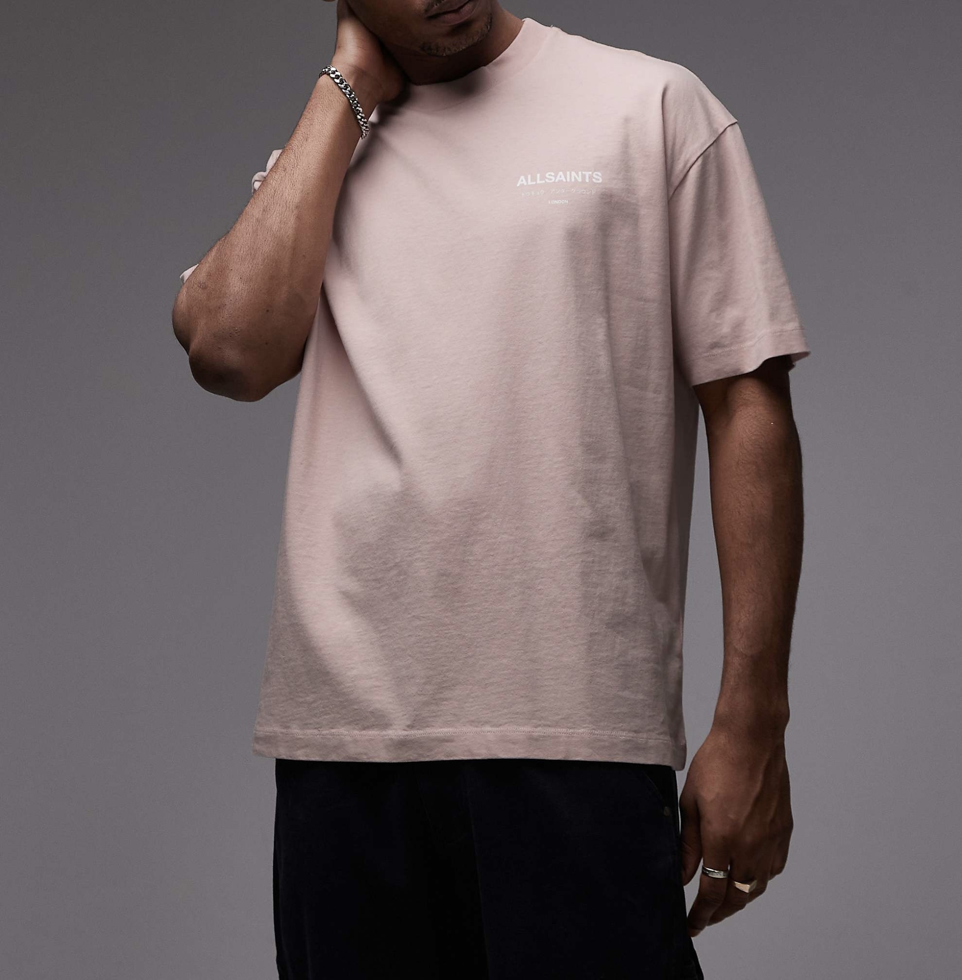 ALLSAINTS Underground Oversized Tee Washed Pink