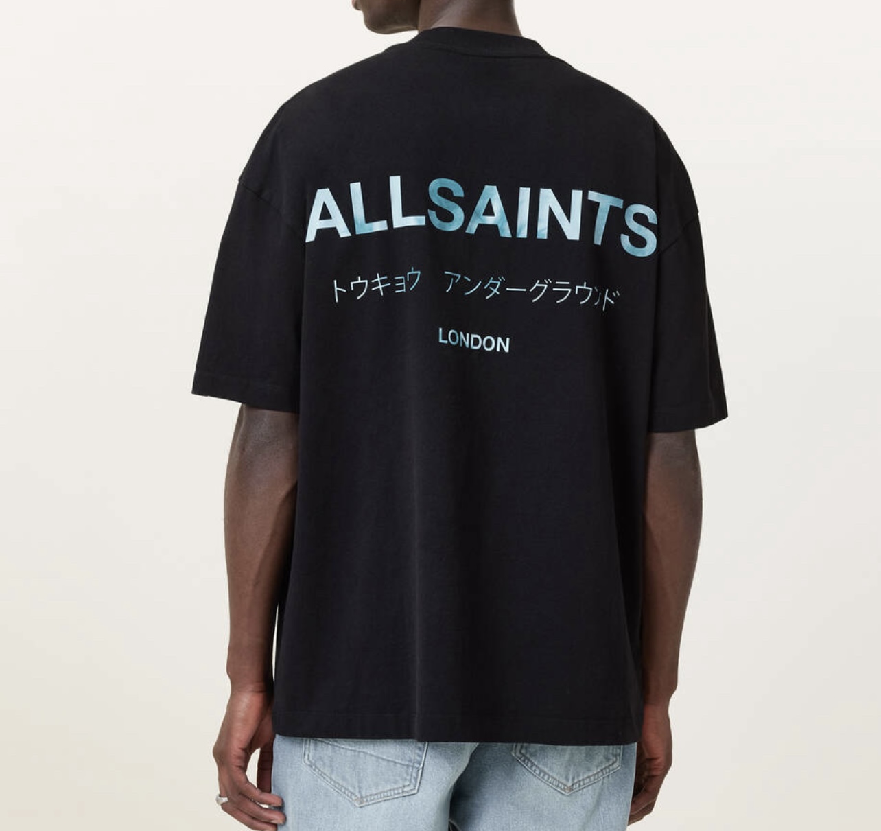 ALLSAINTS Underground Oversized Tee Jet Black/Blue