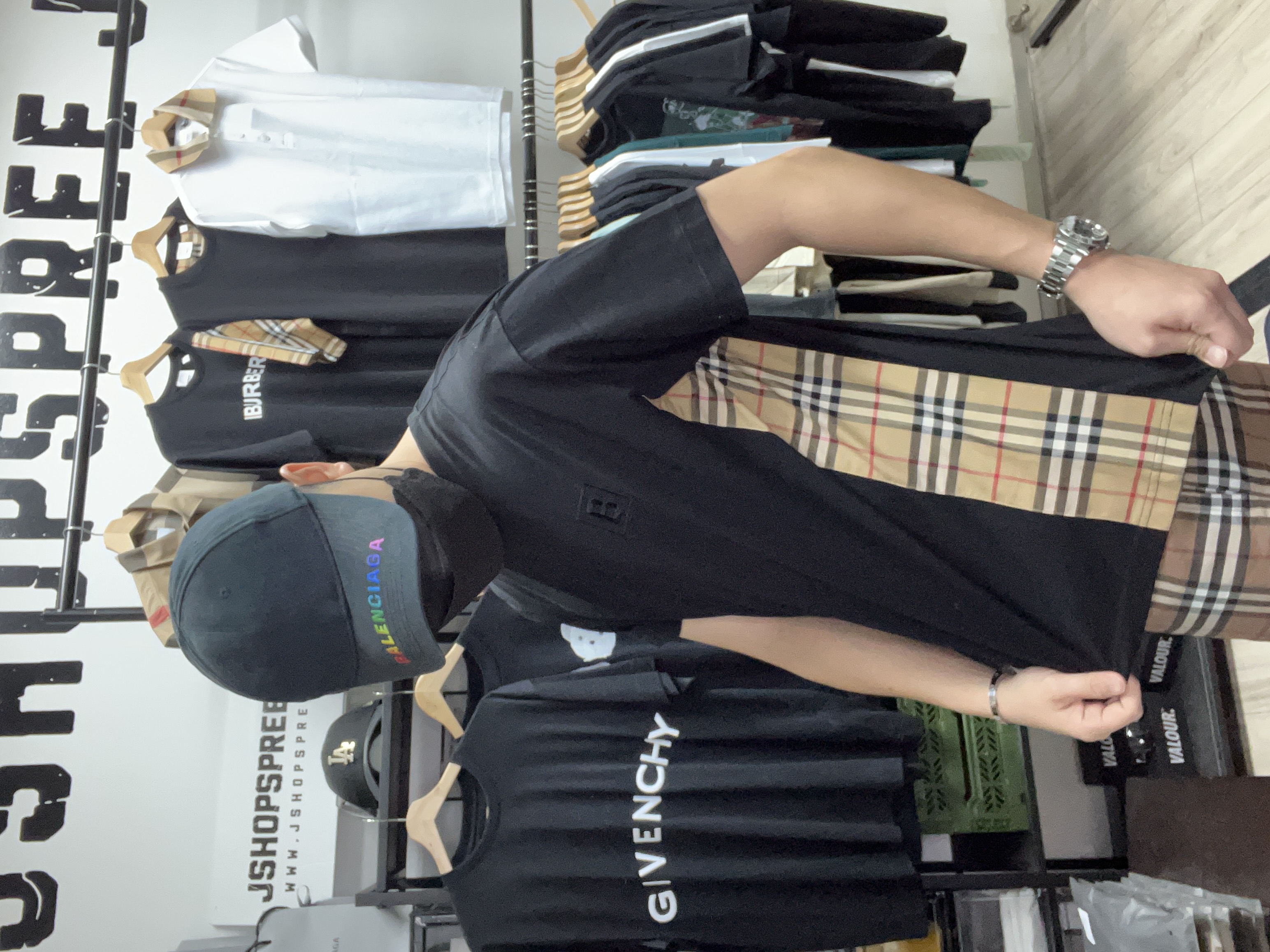 Burberry Europe Exclusive Side Check Panel Tee Black