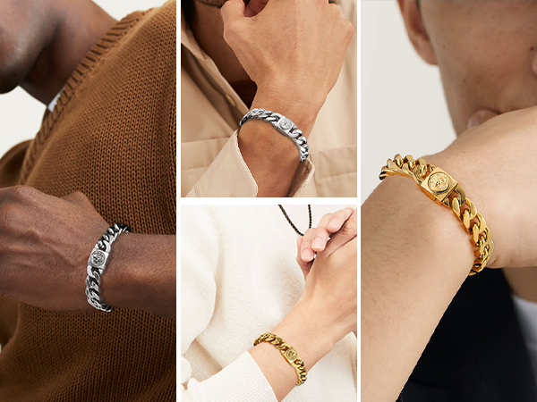 【NEW Skull Button Clasp】4面 喜平 スカルブレスレット 12mm KRKC