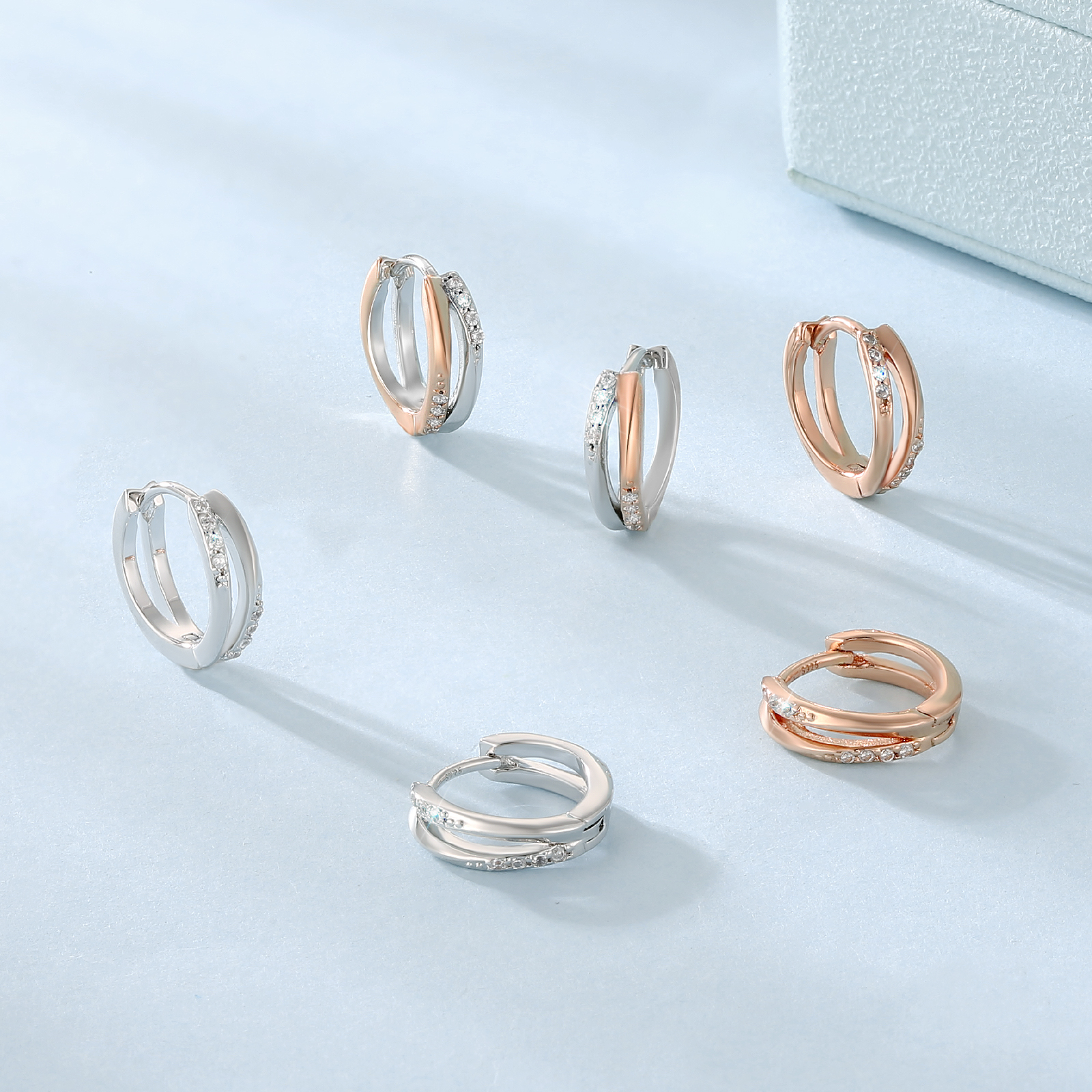 KRKCシルバー925フープピアスレディース